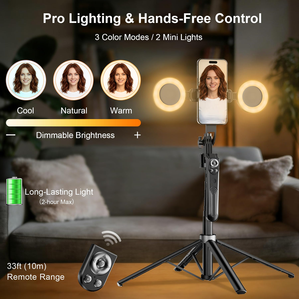 71 Auto Face Tracking Tripod for iPhone with 2 Lights 360 - Ocwqp Official Imagery - 4