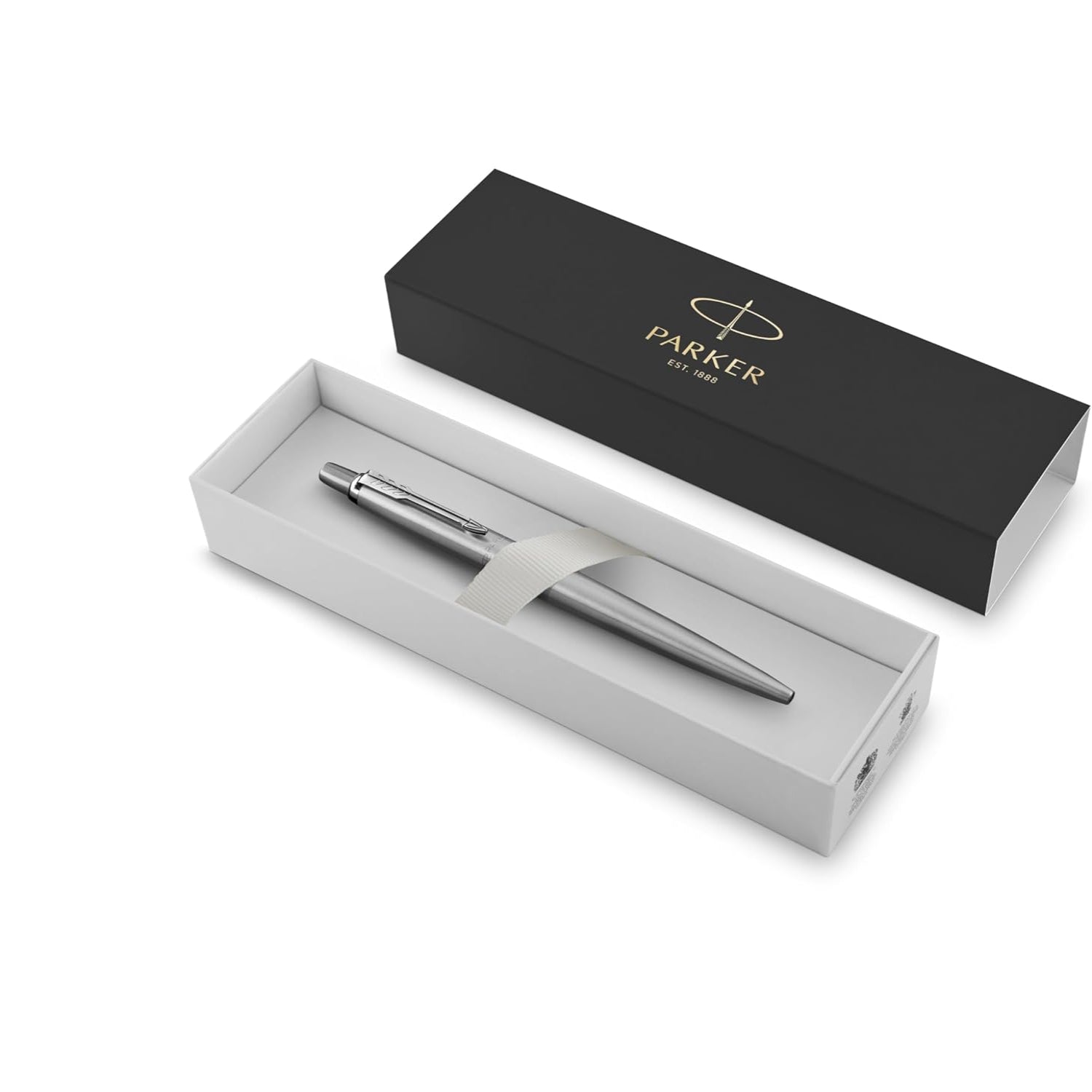 Elefair Parker Jotter ballpoint pen with stainless steel body, chrome trim, medium point, blue ink, sleek and stylish writing instrument