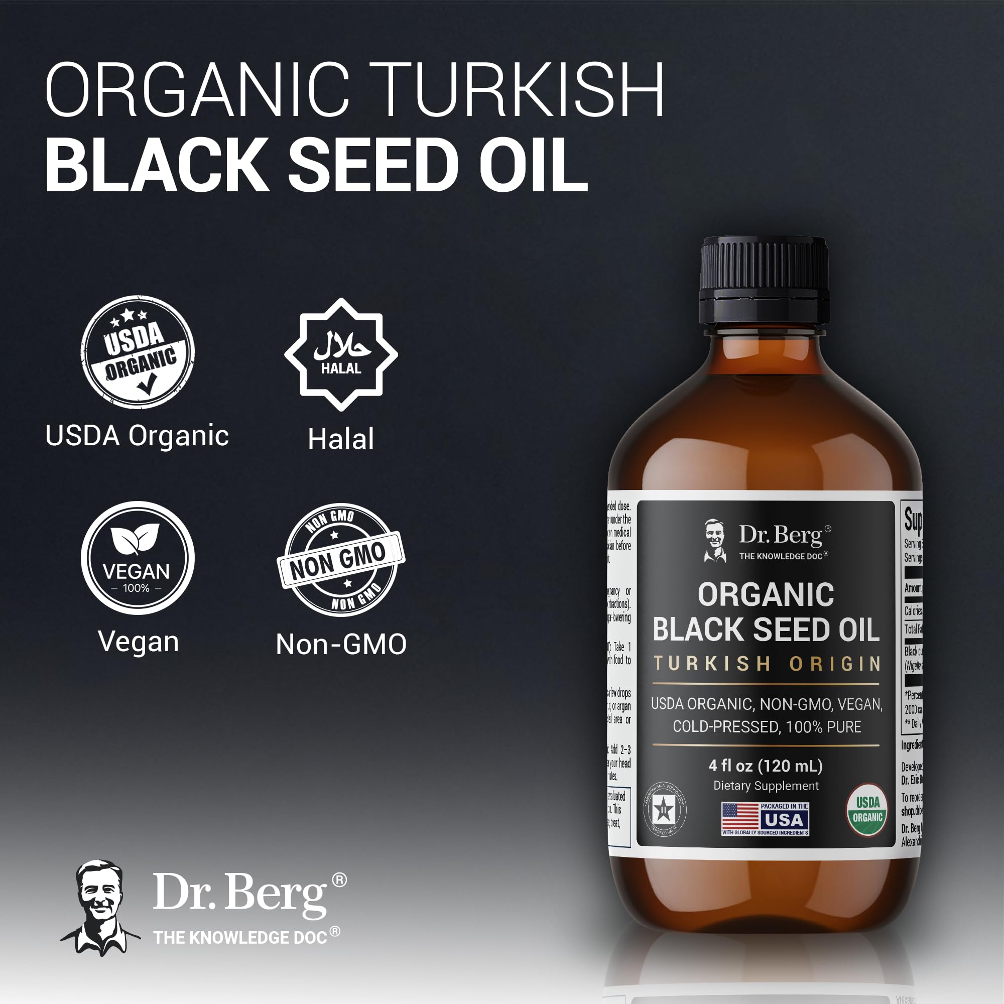 Dr. Berg Black Seed Oil – Cold Pressed Nigella Sativa 4 oz
