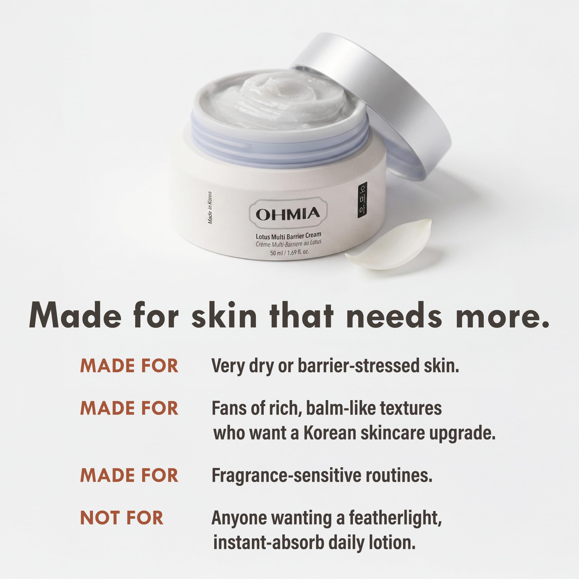 OHMIA Korean Moisturizer for Face - Lotus Multi Barrier Cream for Dry & Se - OHMIA Official Product View 6