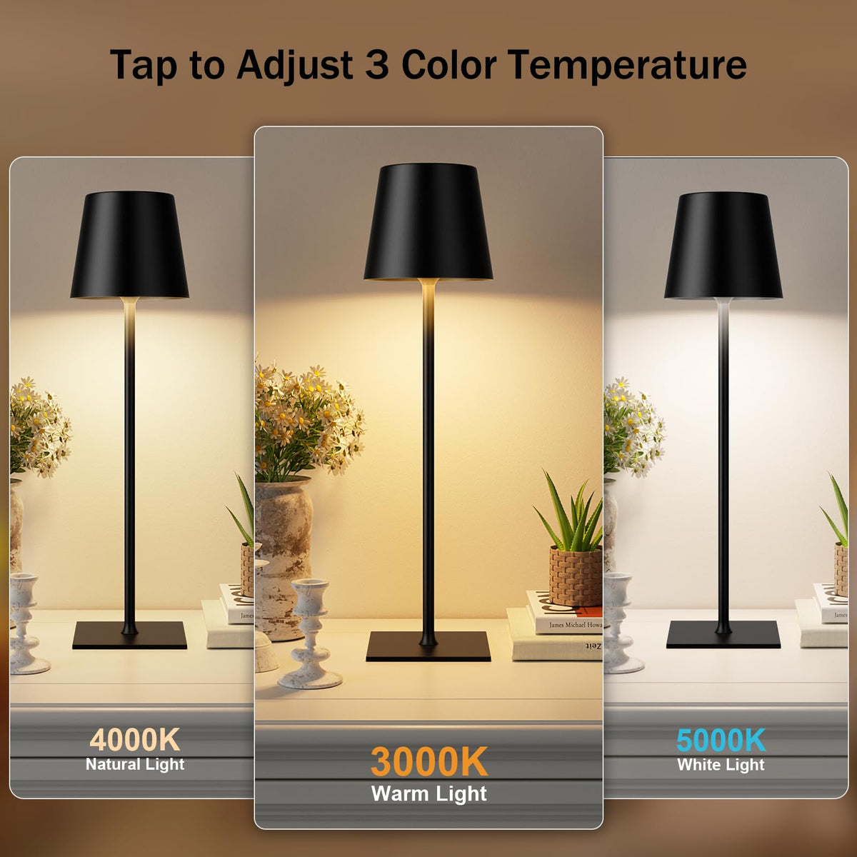 Kakanuo Black Cordless Rechargeable Table Lamp 2 Pack - Kakanuo Official Imagery - 3
