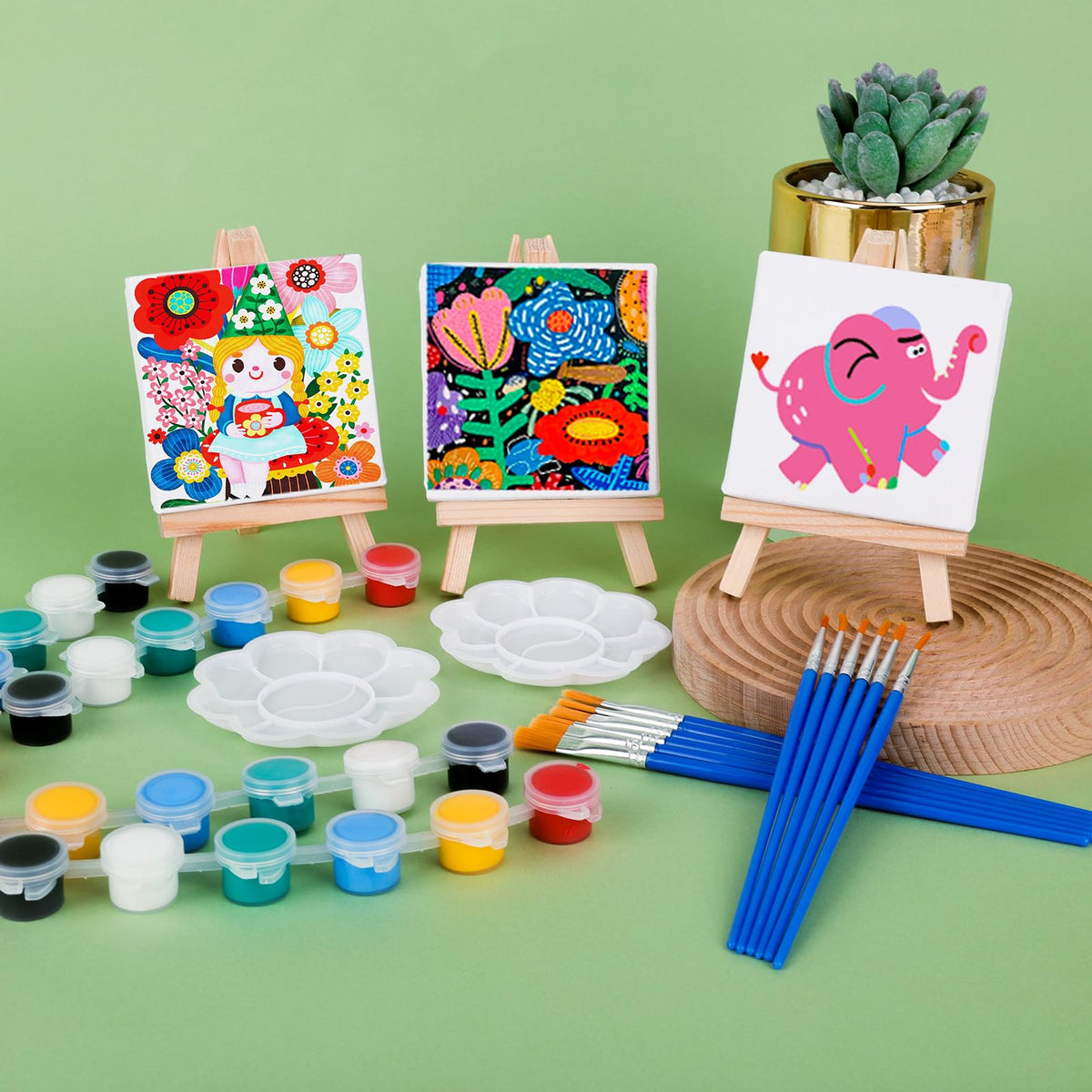 ESRICH 18 Set Mini Acrylic Paint Kit Mini Stretched Canvas - ESRICH Official Imagery - 3