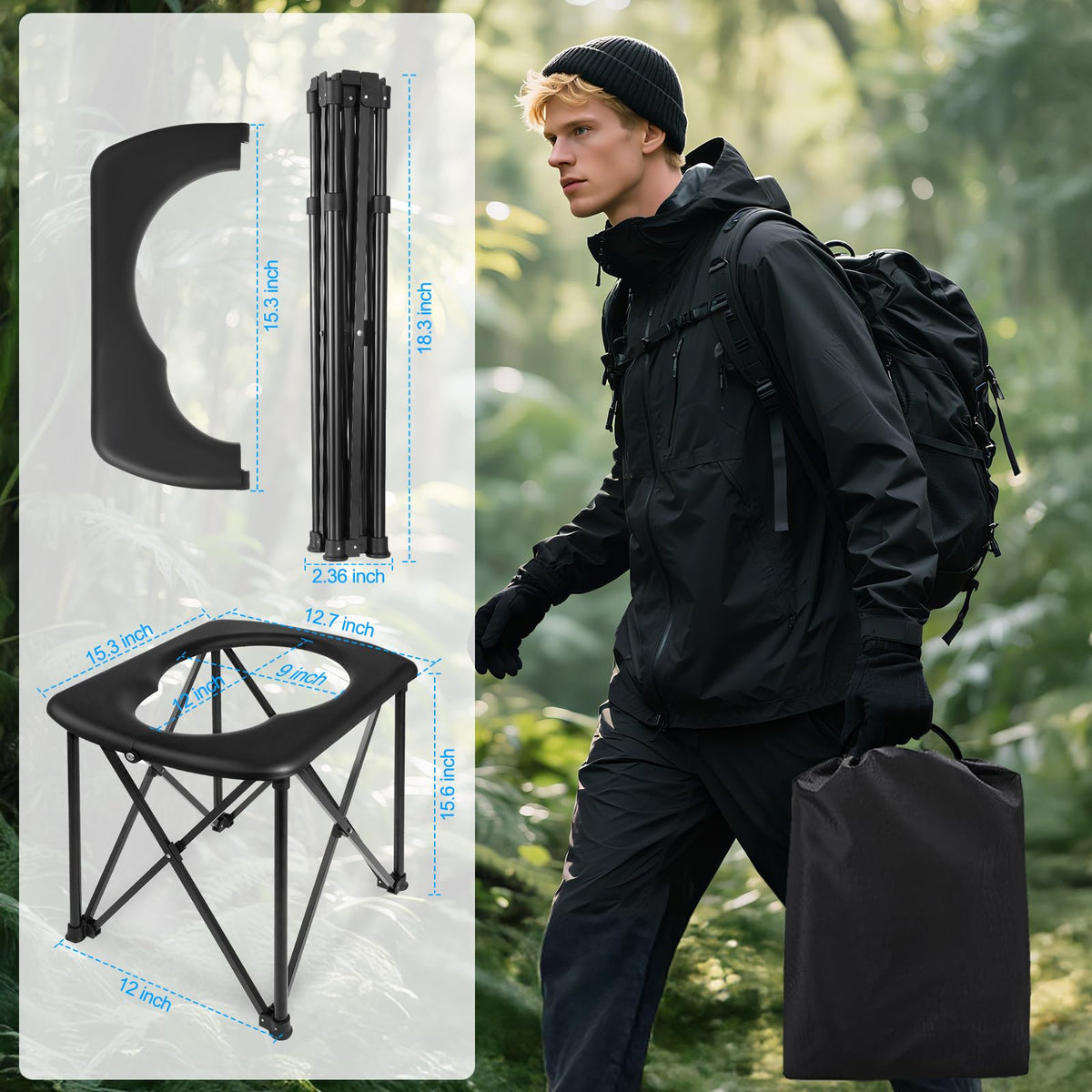15 6 Portable Toilet for Camping Ultralight Foldable Camping - YOSN Official Imagery - 6