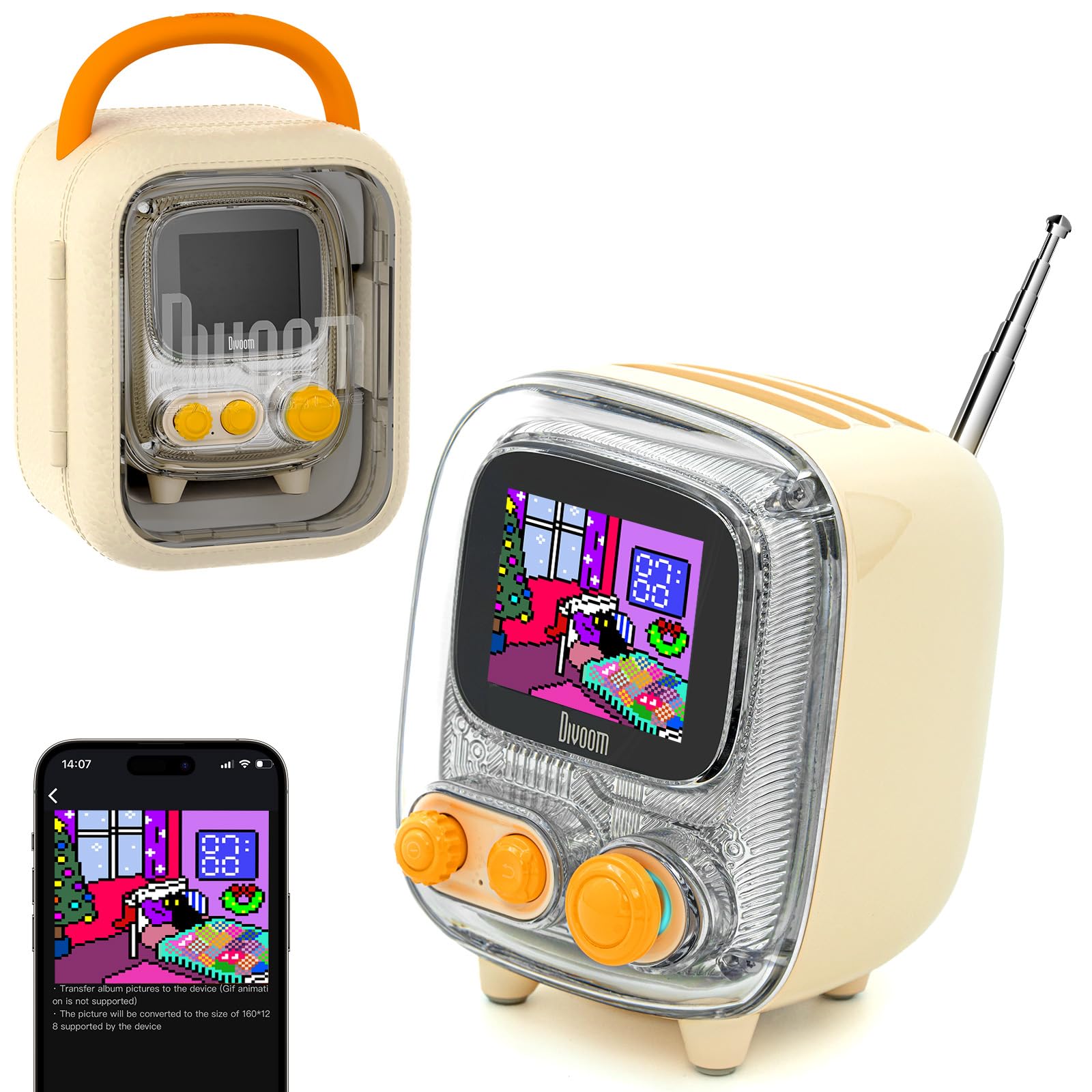 Divoom Tiivoo-2 Retro Bluetooth Speaker, FM Radio, Pixel Art Display, Green - Divoom Official Product View 10