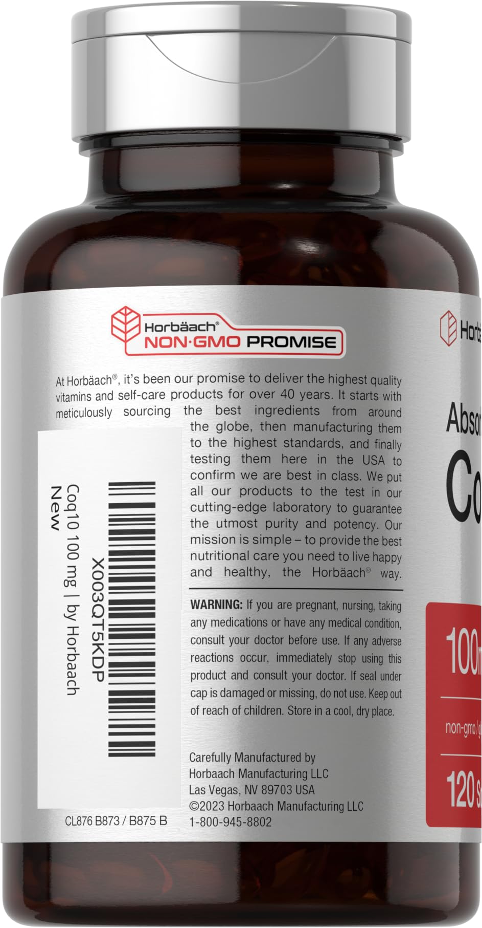 Horbäach CoQ10 100mg Softgels | 120 Count - Horbäach Official Product View 3