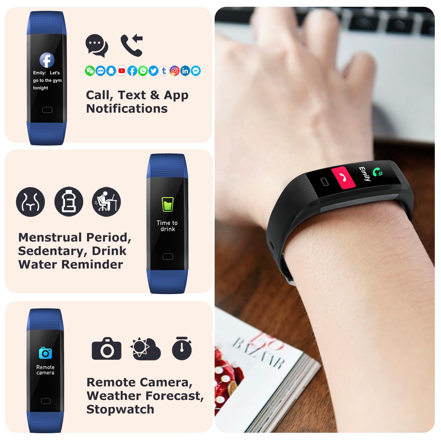 ENGERWALL Fitness Tracker with Step/Distance/Calories Counter for Wome - View 5