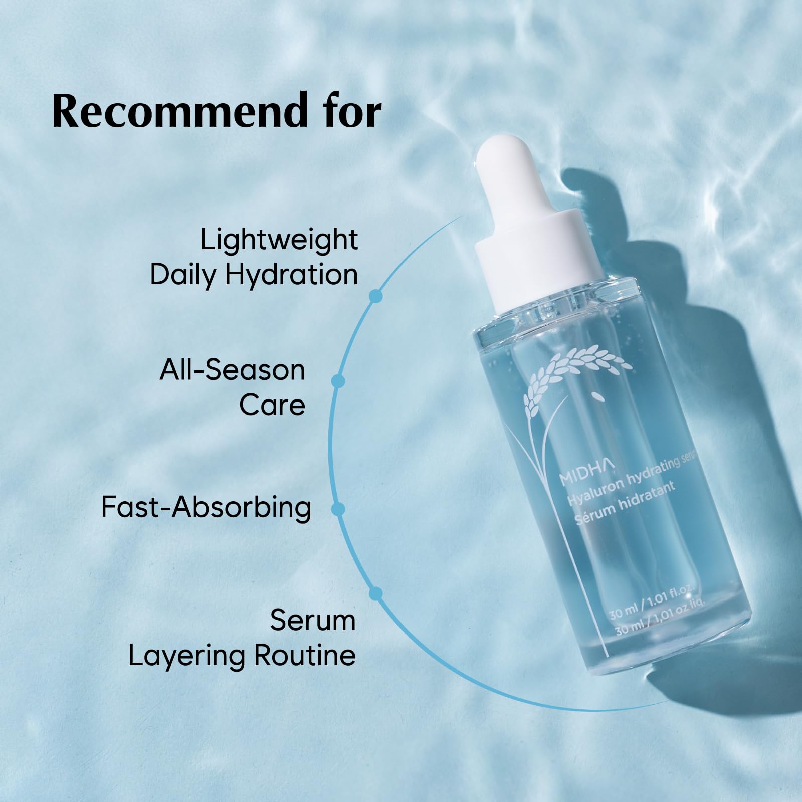 MIDHA RICE HYALURON HYDRATING SERUM, 1.01fl.oz/30ml,Deep - MIDHA