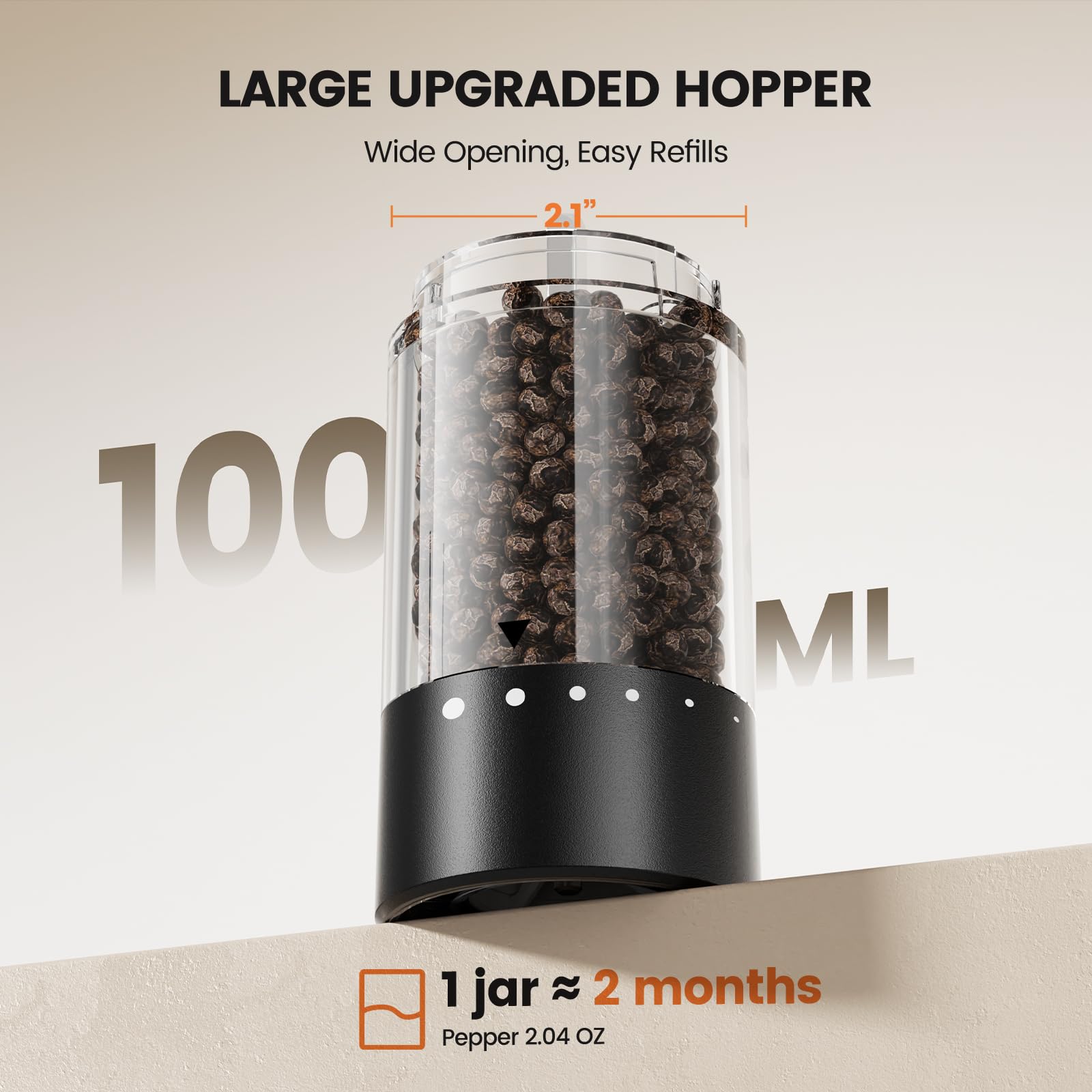 Gaivis Electric Salt and Pepper Grinder Set - Rechargeable Automa - Gaivis Official Product View 4