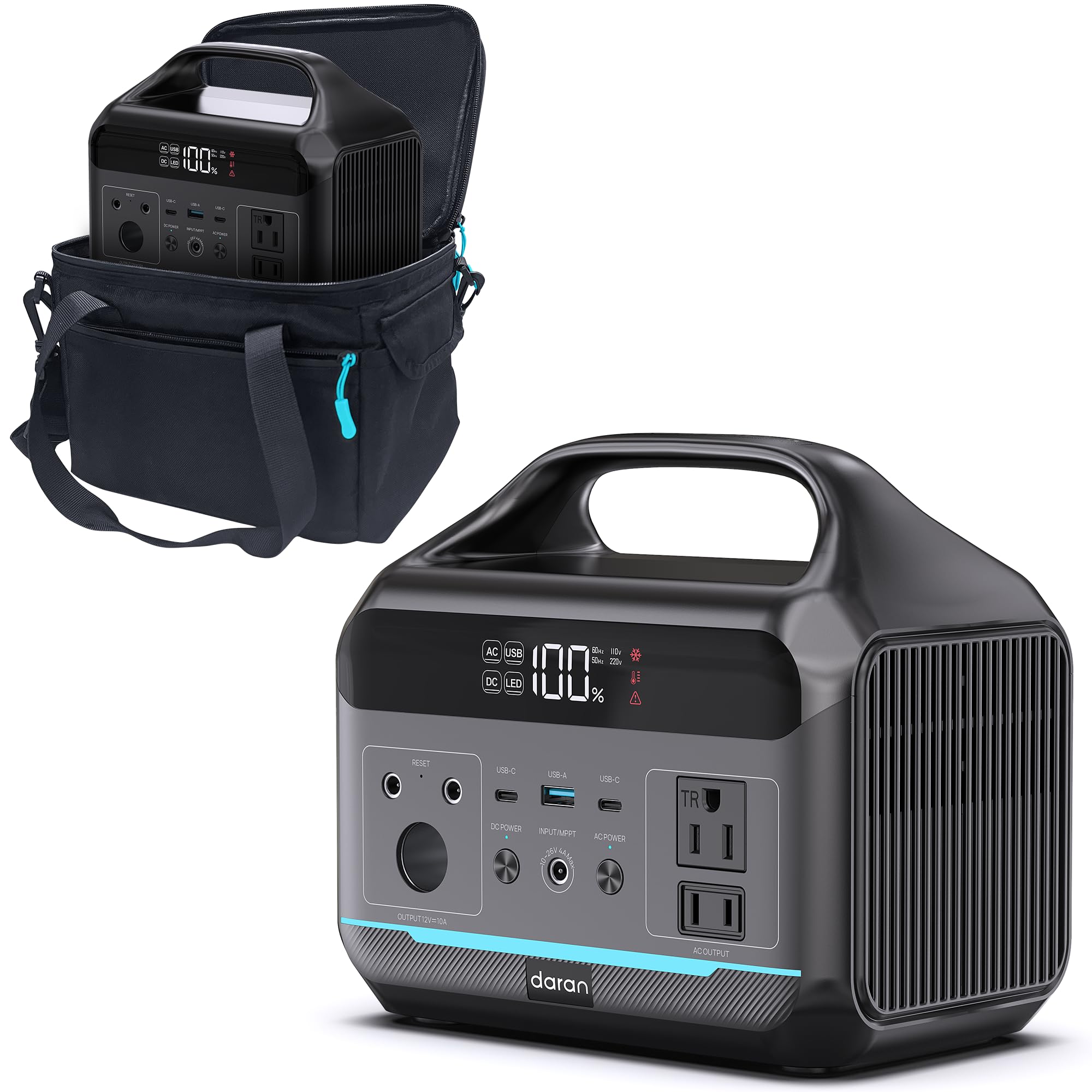 Daran Portable Power Station 89.6Wh LiFePO4 Battery 100W  Solar P by Daran - Angle View 8