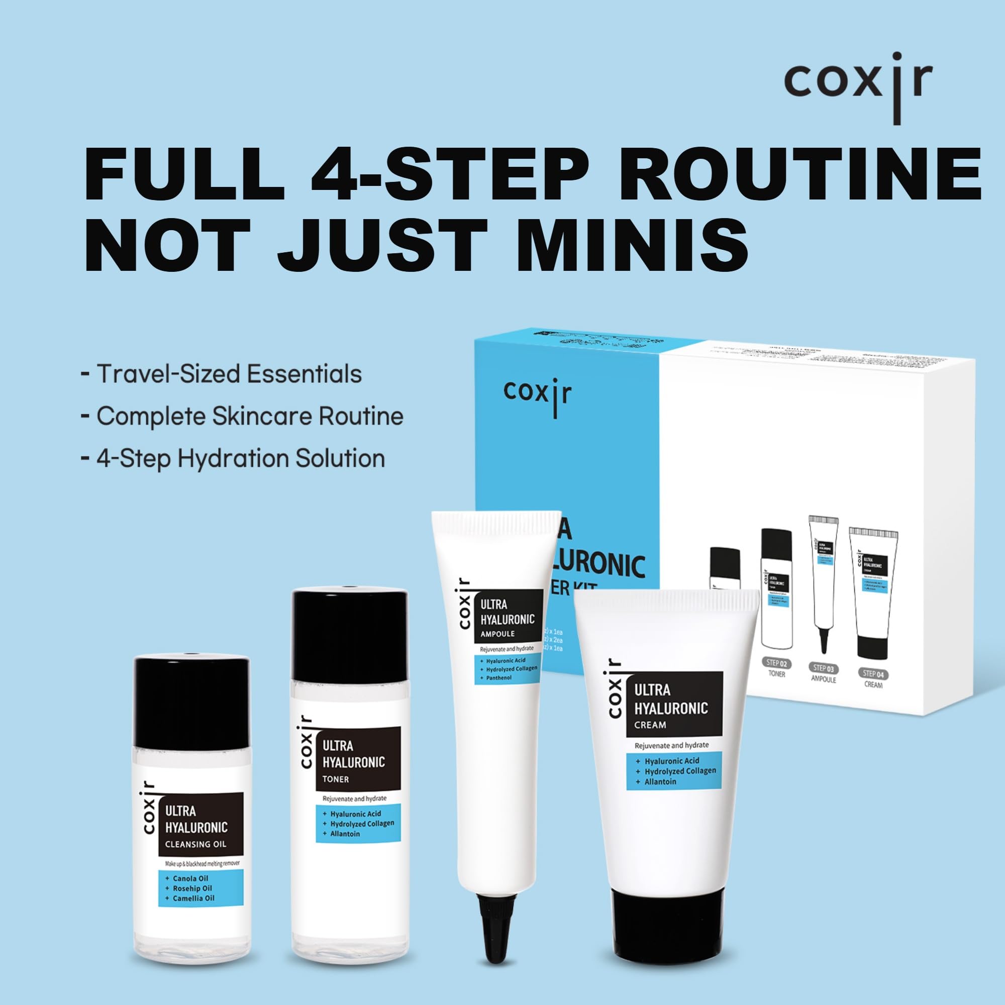 coxir Korean Skincare Gift Set, Glass Skin Kit, (4-Piece) - coxir
