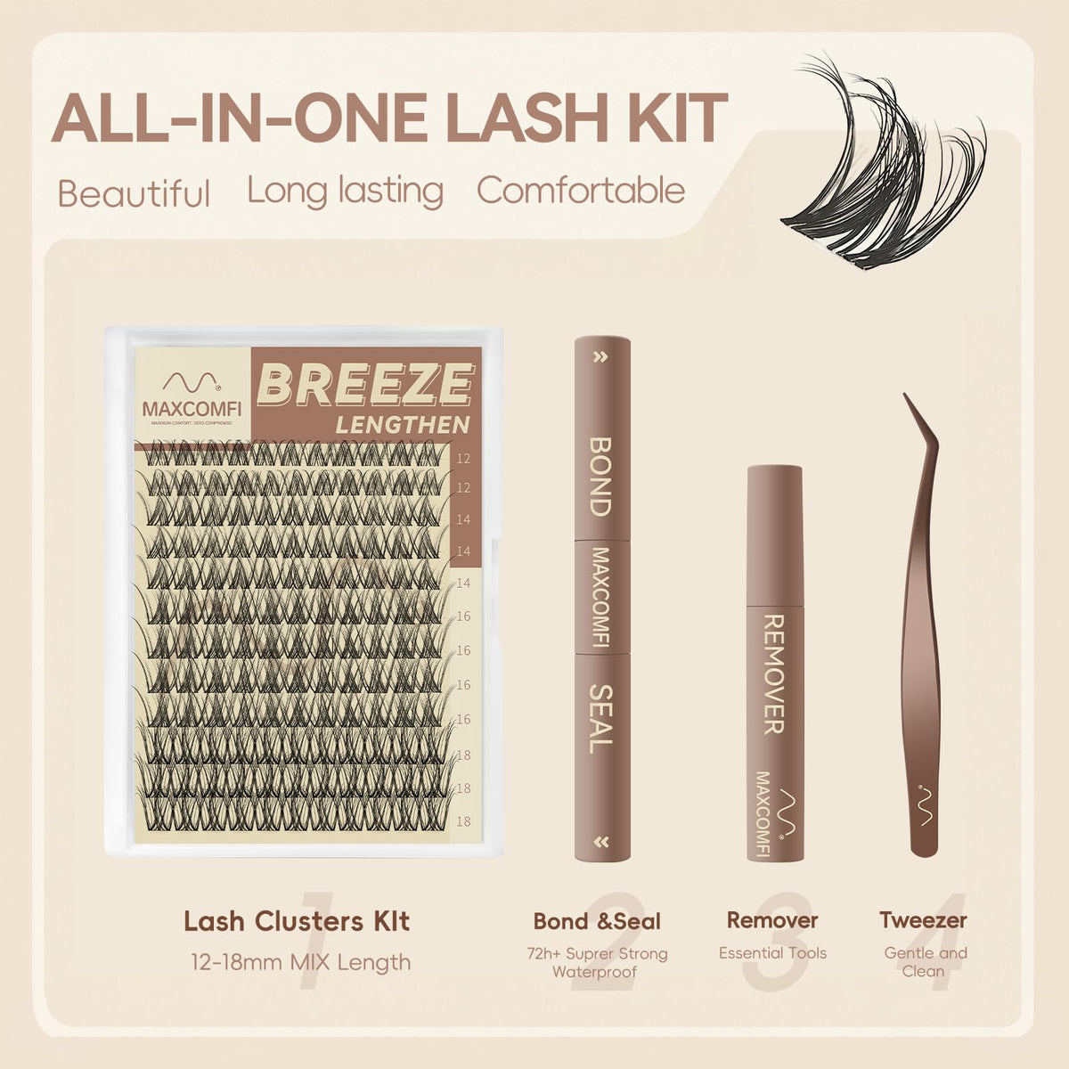 Spider Lash Clusters Breeze Lash Clusters Kit DD Curl Kylie - Maxcomfi Official Imagery - 6
