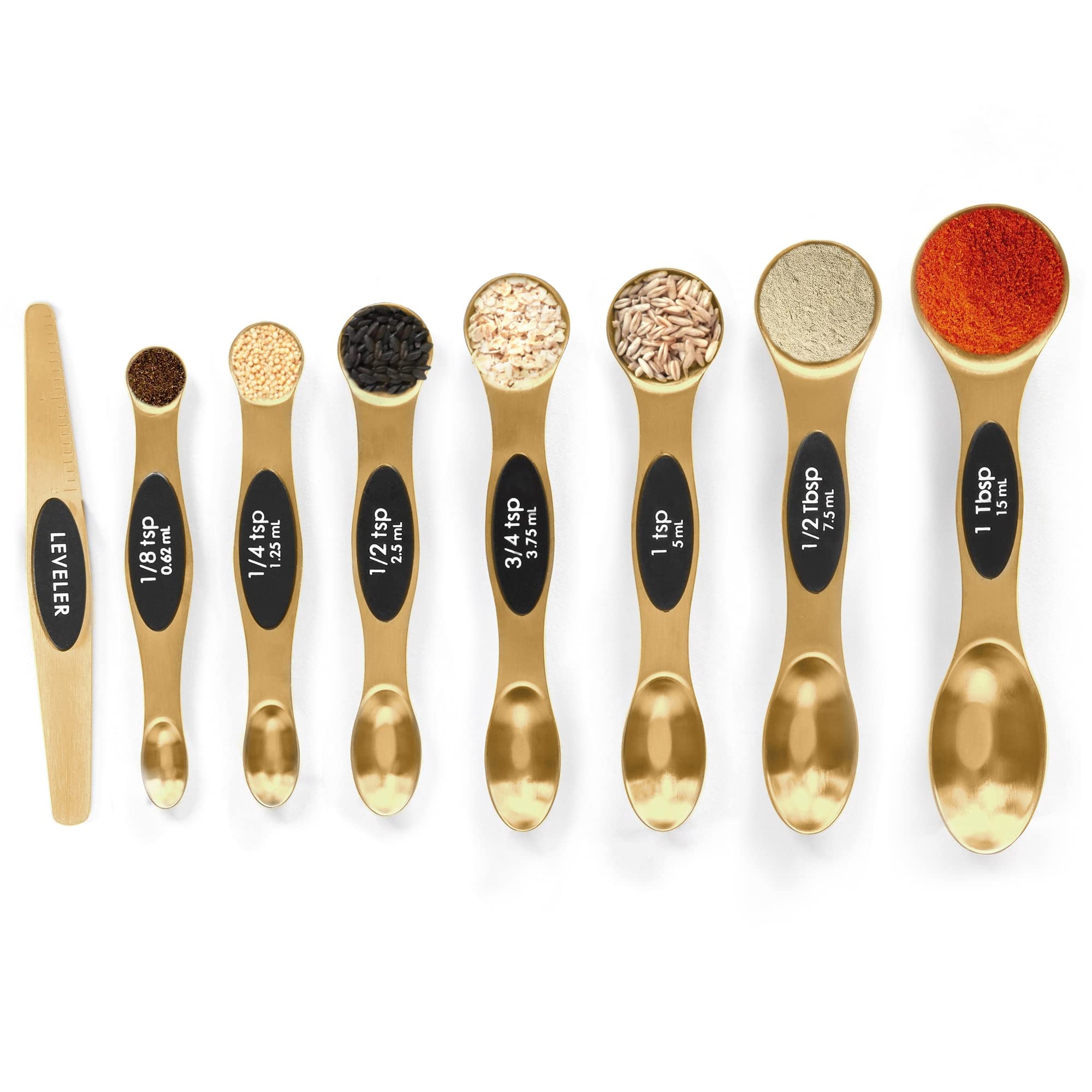 BIDFUL Magnetic Measuring Spoons Set Stainless Steel with Leveler by BIDFUL - Angle View 1
