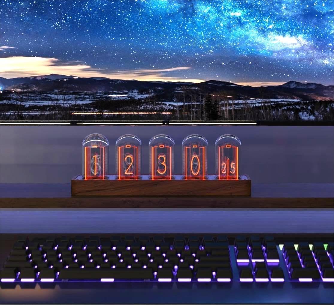 ClocTeck Nixie Tube Clock with Wi-Fi SYNC, Alarm & Timer, 12/24H by ClocTeck - Angle View 7