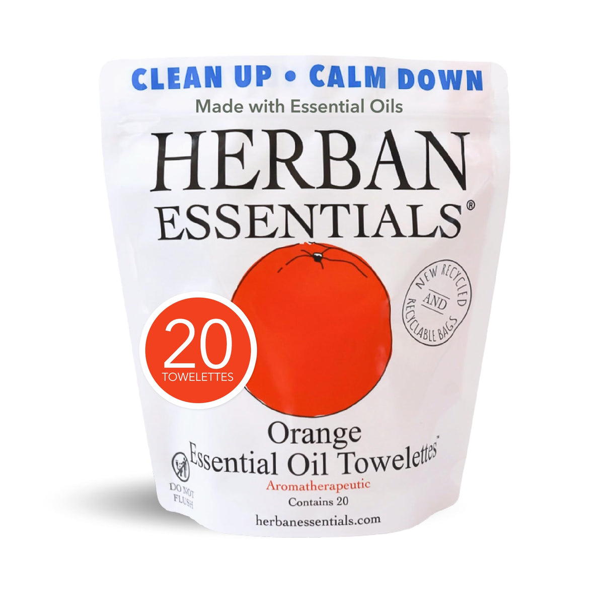 Herban Essentials Orange Wipes Towelettes Essential Oil 20 - Herban Essentials Official Imagery - 2