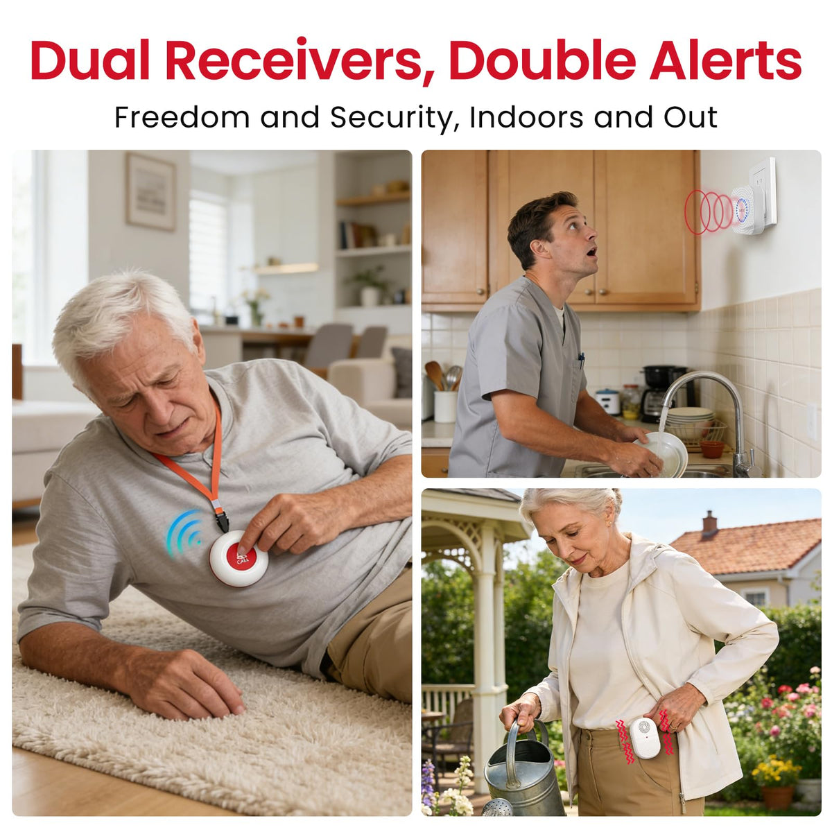 CallToU Wireless Caregiver Pager 2 Buttons Vibrating Plug in - CallToU Official Imagery - 3