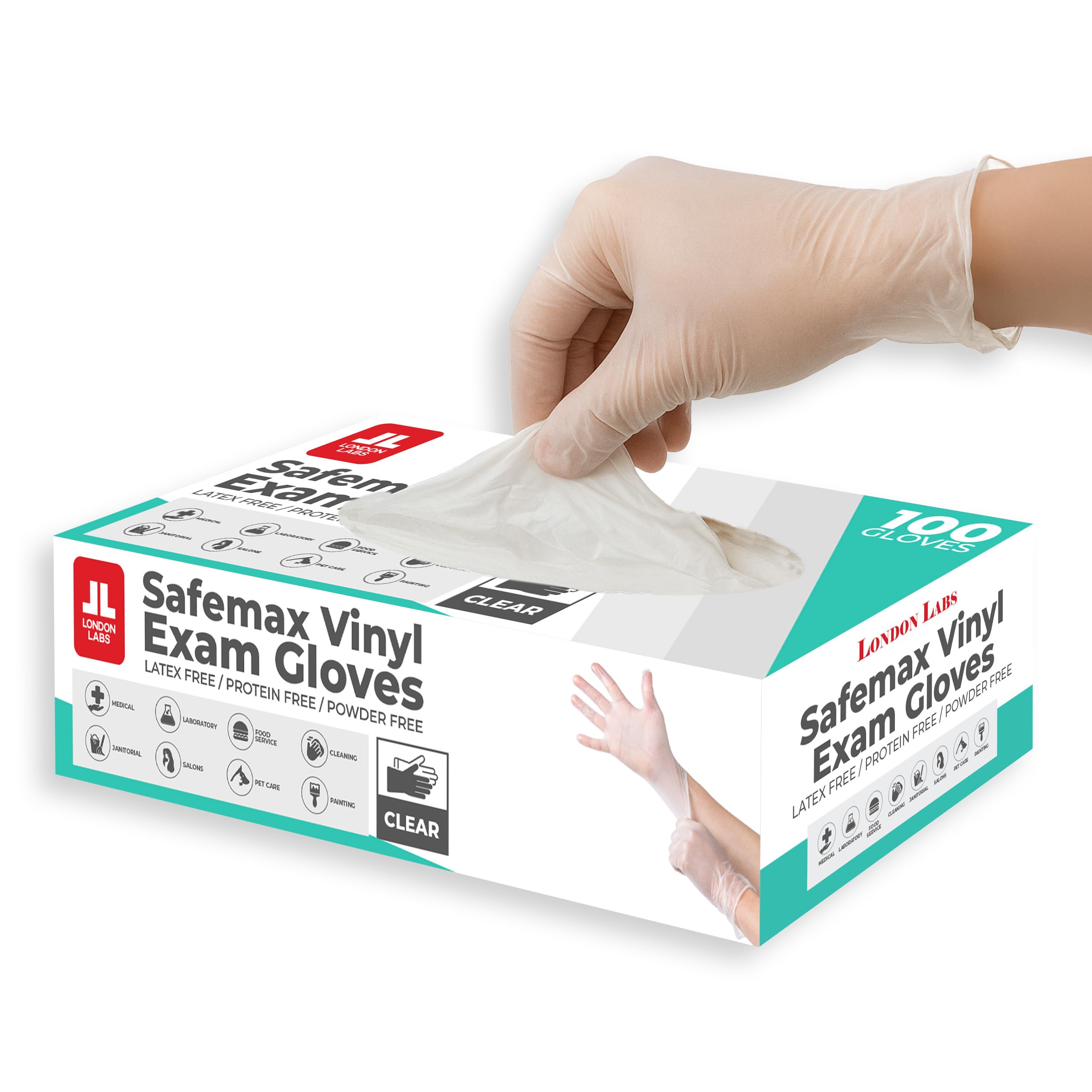 London Labs Medical Clear Vinyl Gloves Powder Free & Latex Free, - London Labs Official Product View 8