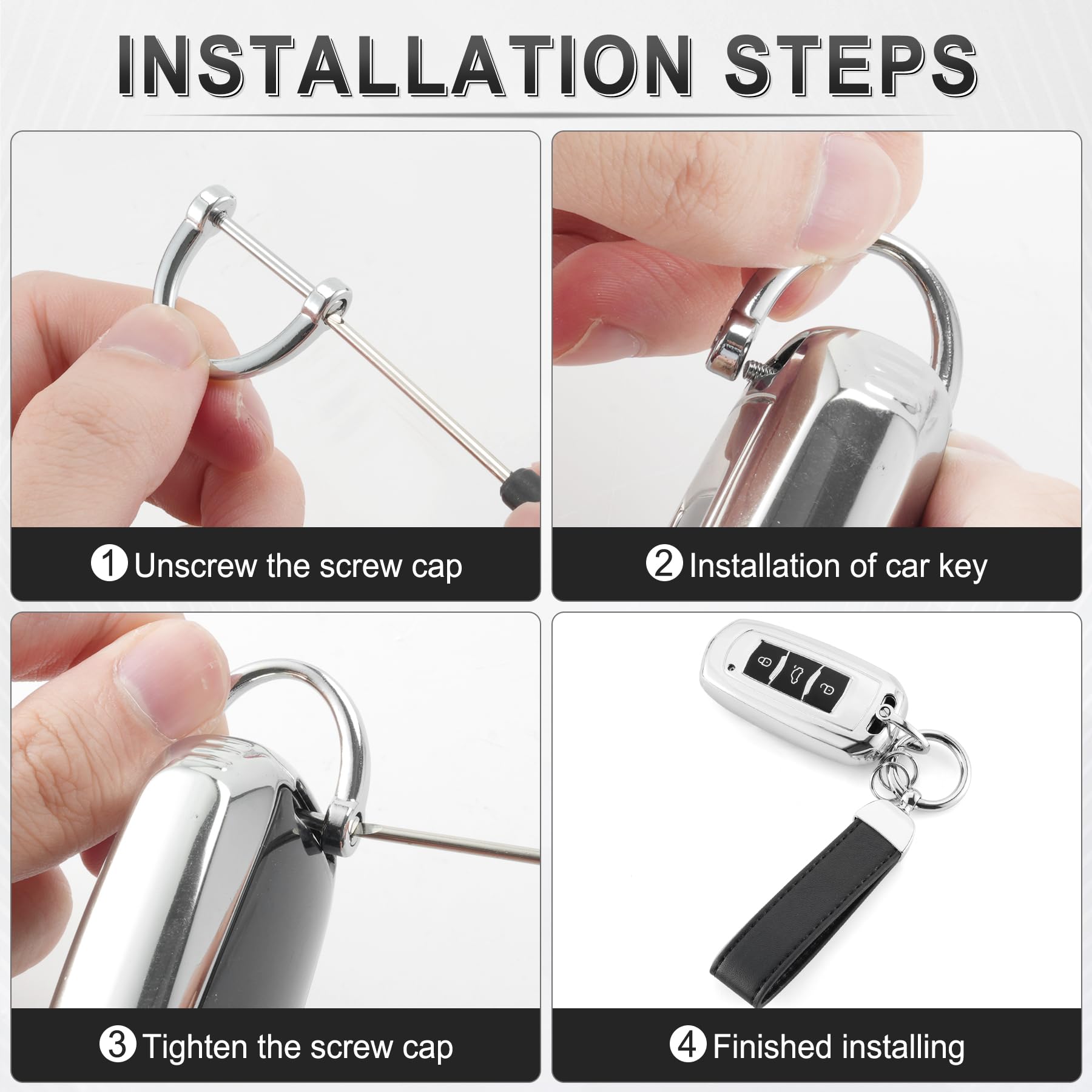 JUSTTOP Leather Keychain, Car Key Chain with Anti-Lost D-Ring and - JUSTTOP Official Product View 6