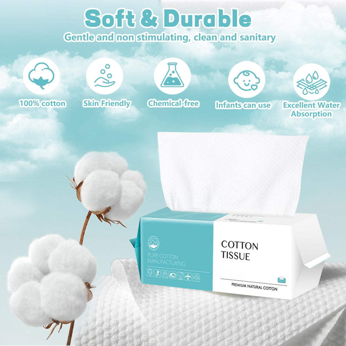 Disposable Face Towel 600 Count Soft Cotton Facial Dry Wipes - CenYouful Official Imagery - 5