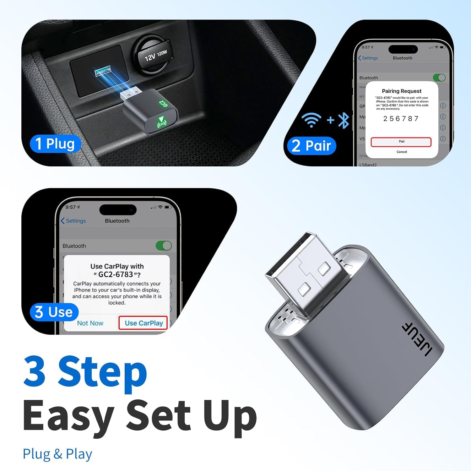 IJEUF Wireless CarPlay Adapter for Apple iPhone 2026 Upgraded,Ult by IJEUF - Angle View 5
