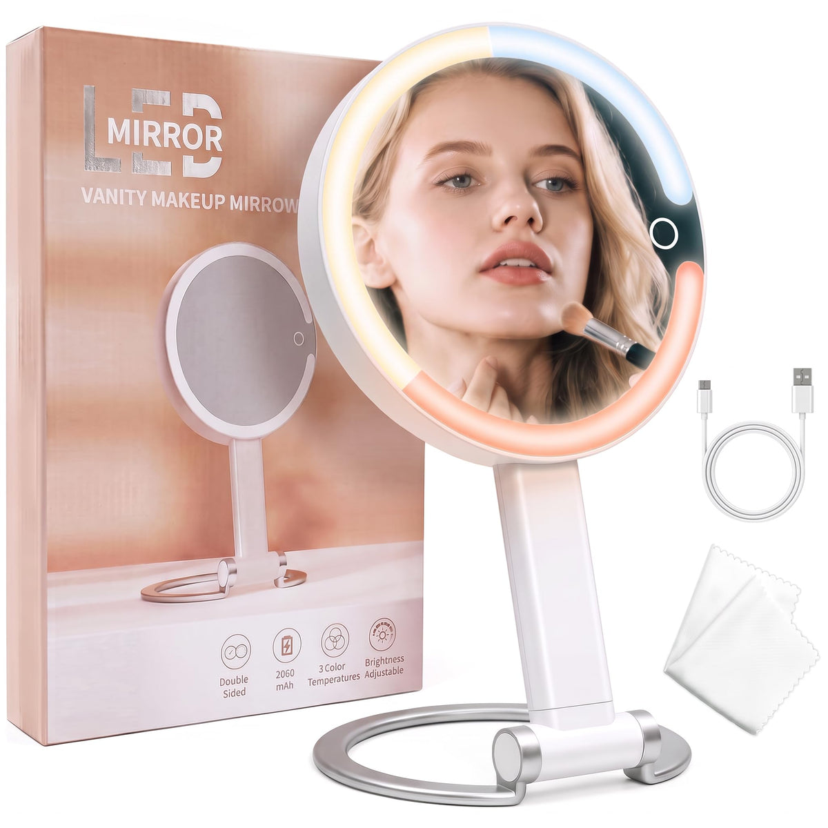 Travel Makeup Mirror with Lights 10X 1X Rechargeable - SANYCASA Official Imagery - 2
