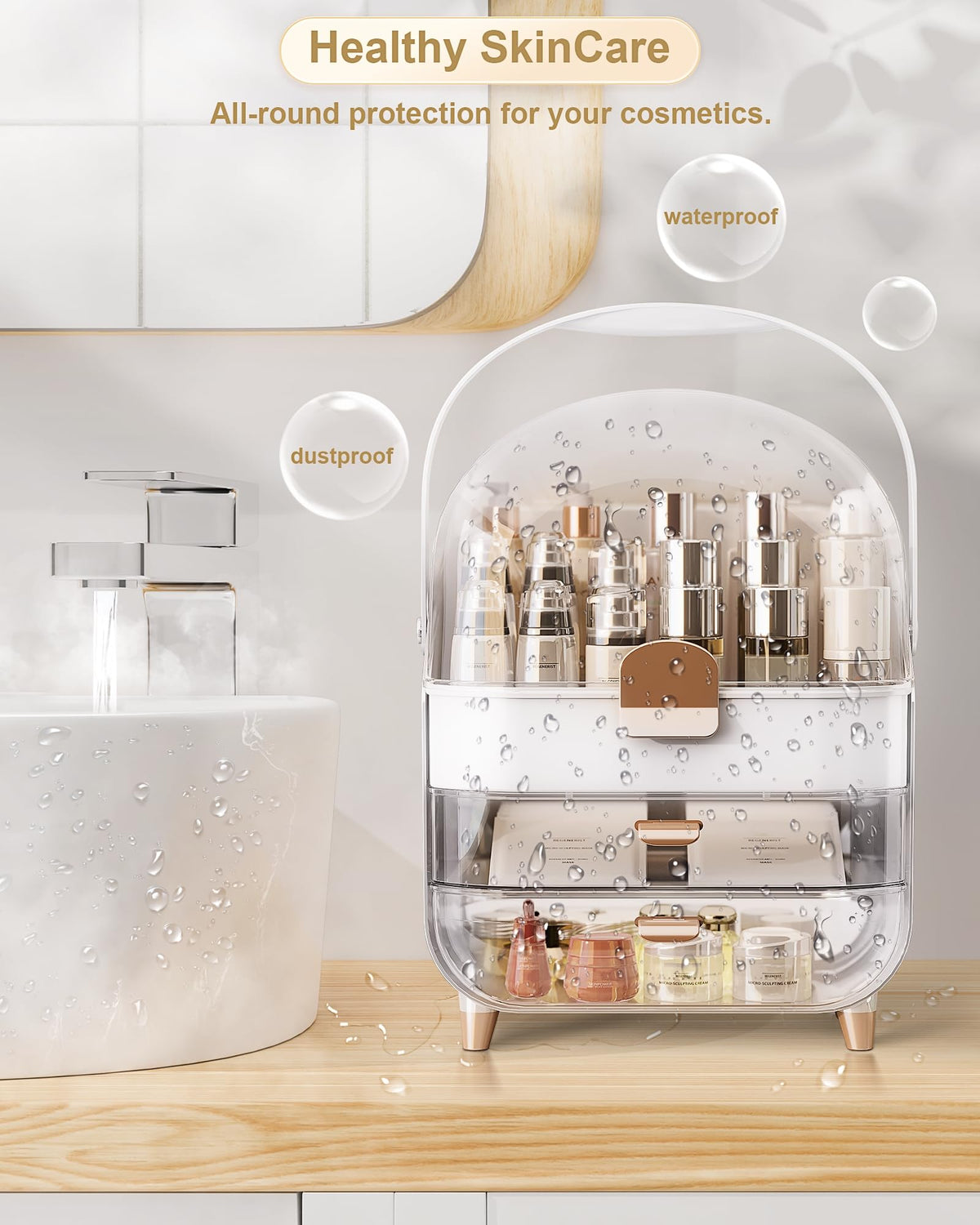 Makeup Organizer Countertop Skincare Holder Bathroom Counter - Anylady Official Imagery - 8