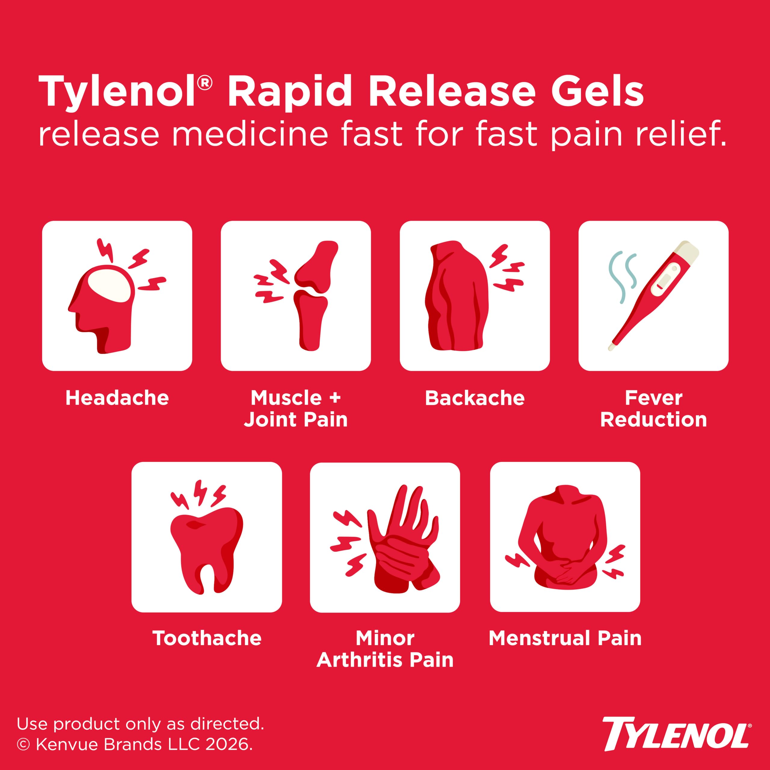 Tylenol Extra Strength Rapid Release Gels, 500 mg Acetaminophen, 100 Ct