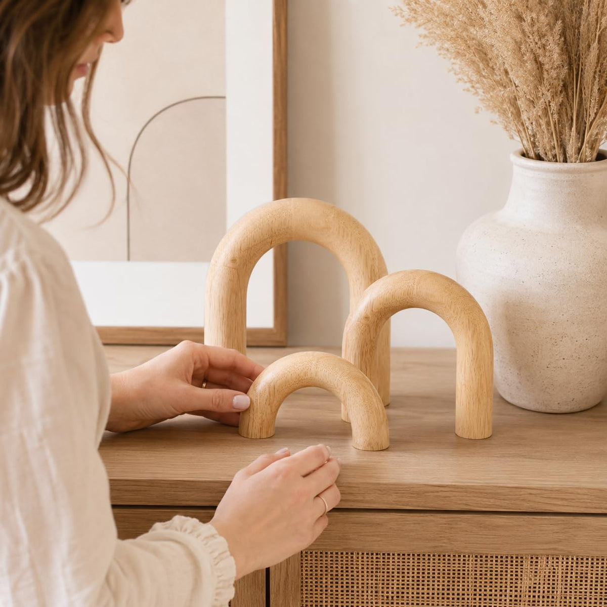 XMGZQ Wood Arch for Coffee Table Decor Items Wood Statue and - XMGZQ Official Imagery - 3