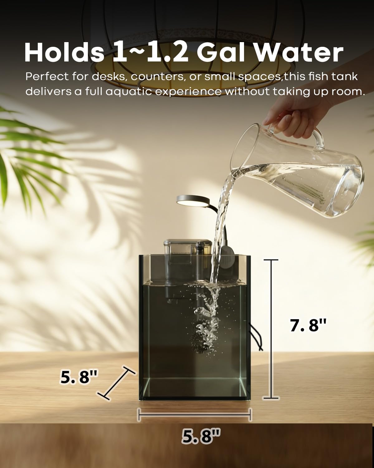 Desktop Small Aquarium Set Glass Fish Tank 1 25 Gallon with - Wonderfactory Official Imagery - 4
