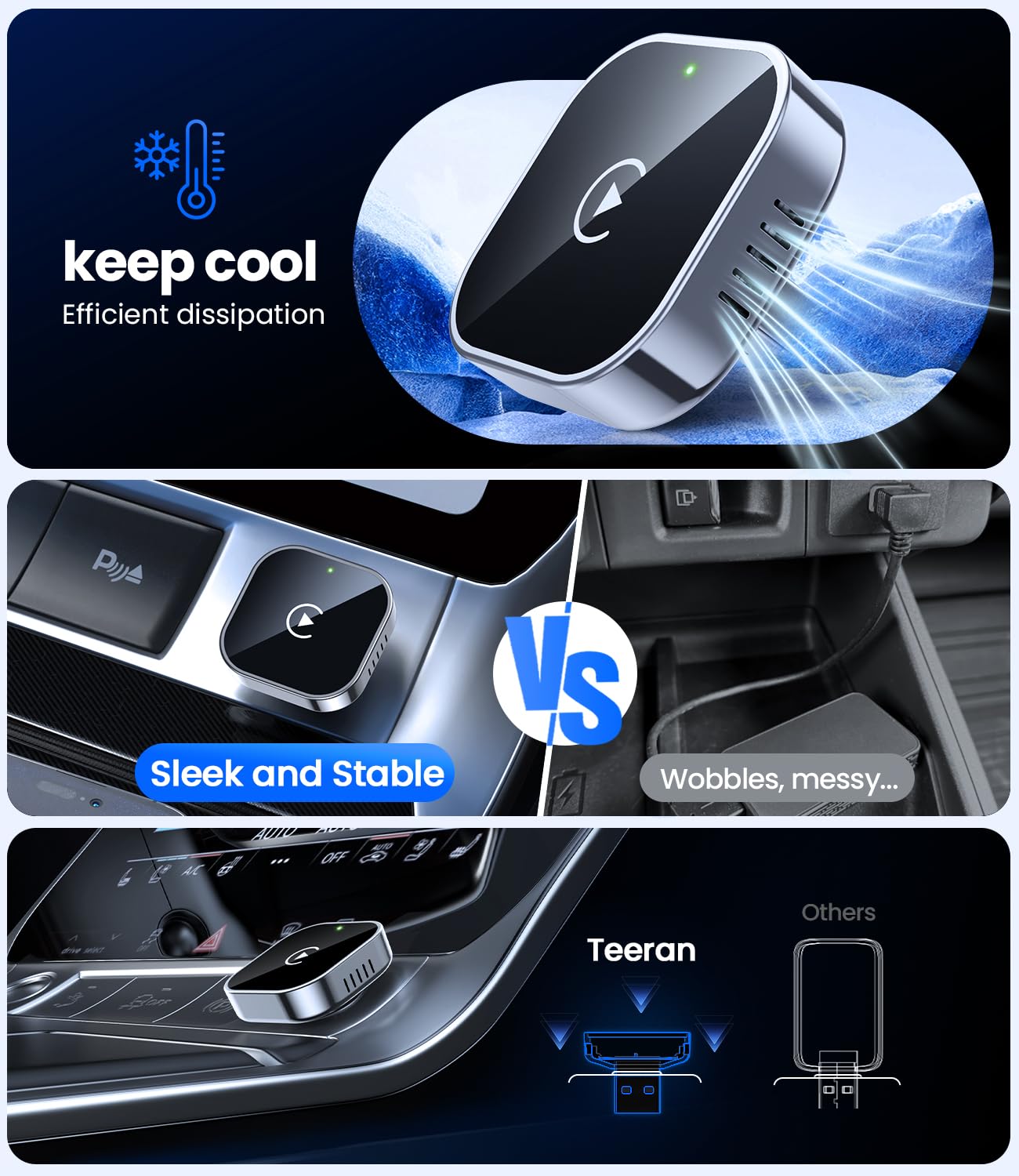 Teeran Wireless CarPlay Adapter for iPhone  , Mini Plug & Play fo by Teeran - Angle View 6