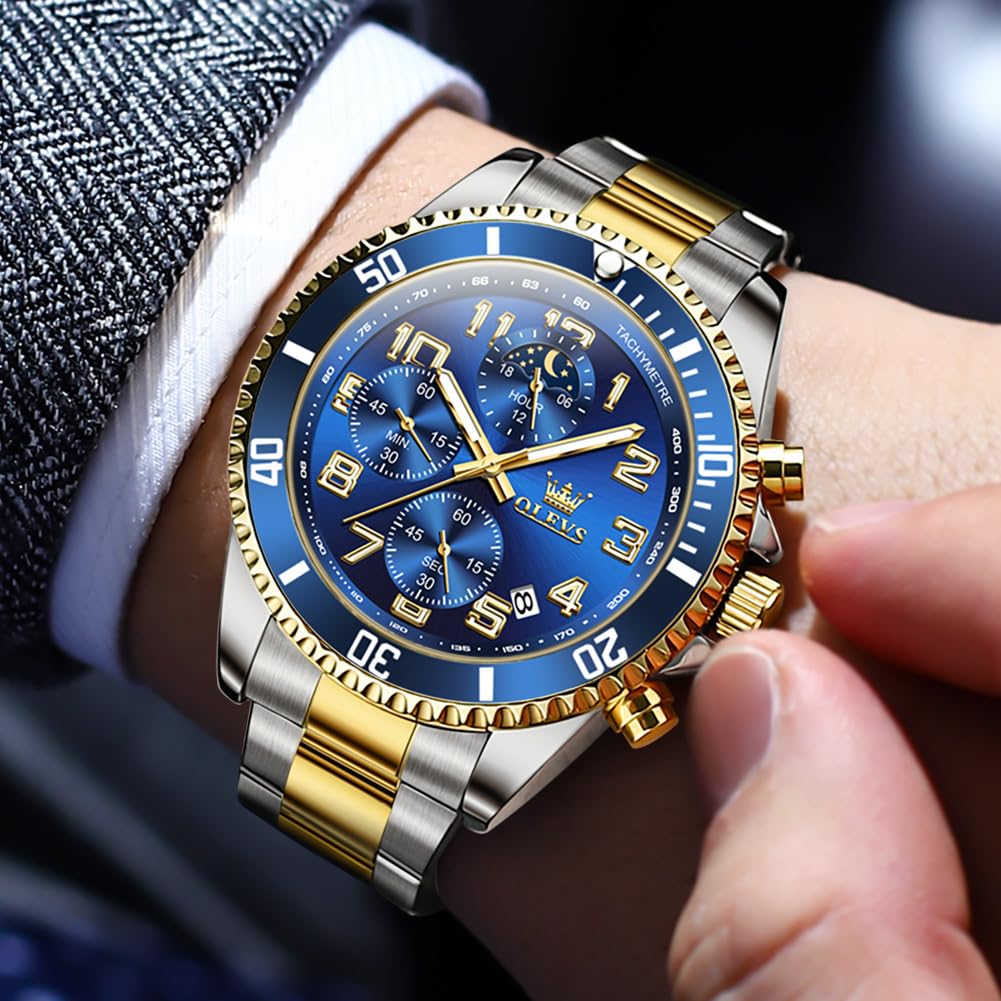 OLEVS Watches for Men Stainless Steel Dress Men Watch with Date - View 3