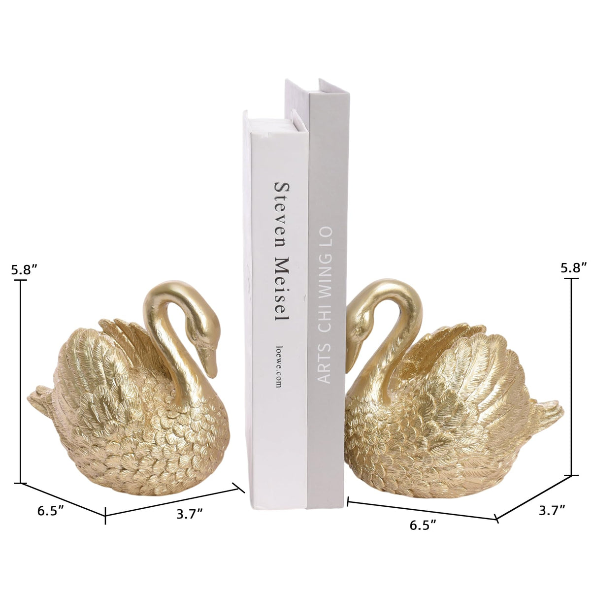 Swan Decorative Bookends Resin Book Ends for Shelves Unique - Kakizzy Official Imagery - 4