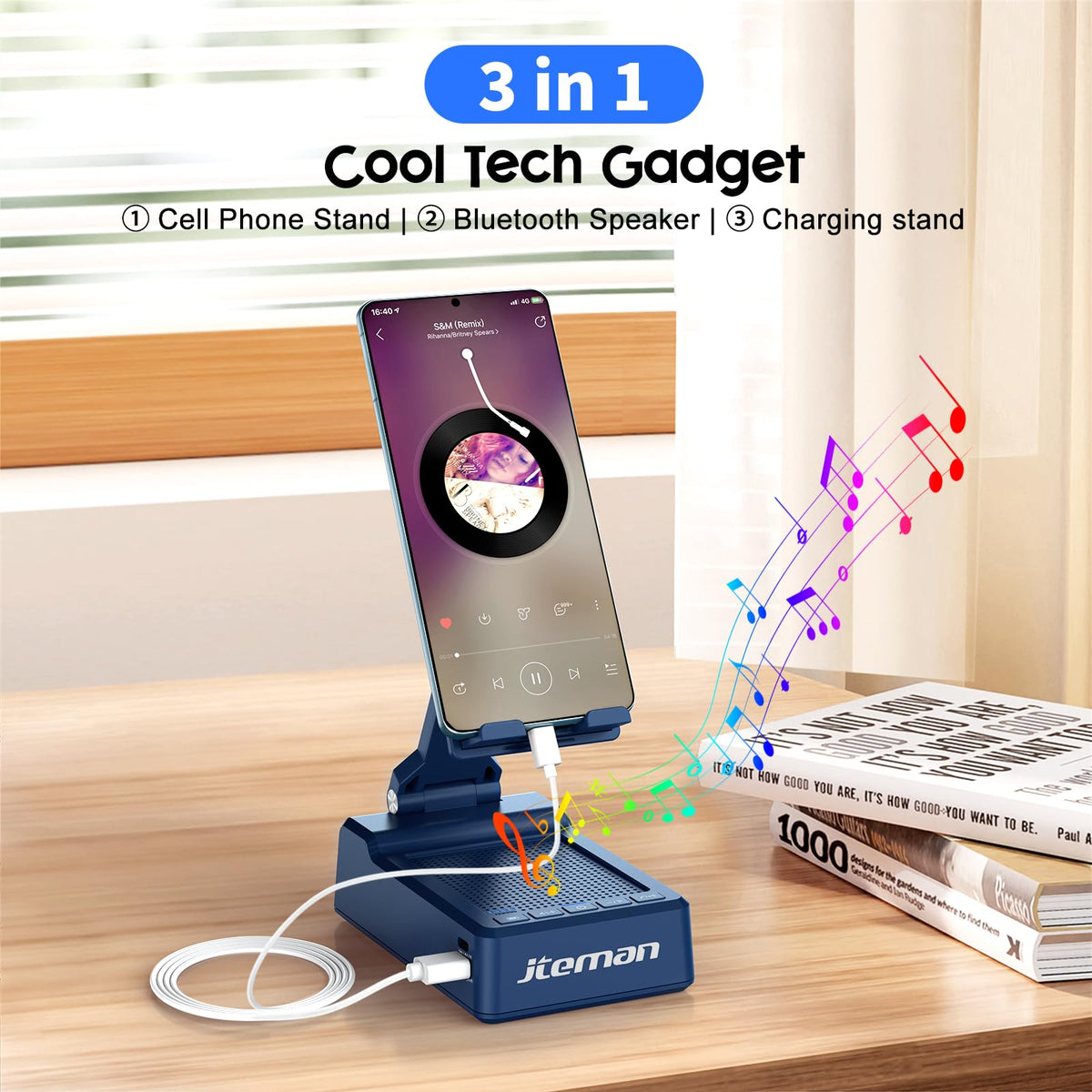 JTEMAN Gifts for Men Women Cell Phone Stand with Bluetooth - JTEMAN Official Imagery - 3