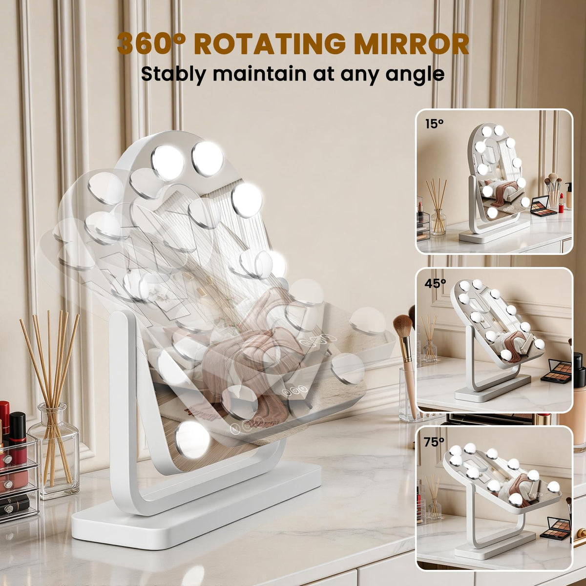 Rechargeable Arched Vanity Mirror with Lights 14 12 - Bearolve Official Imagery - 5