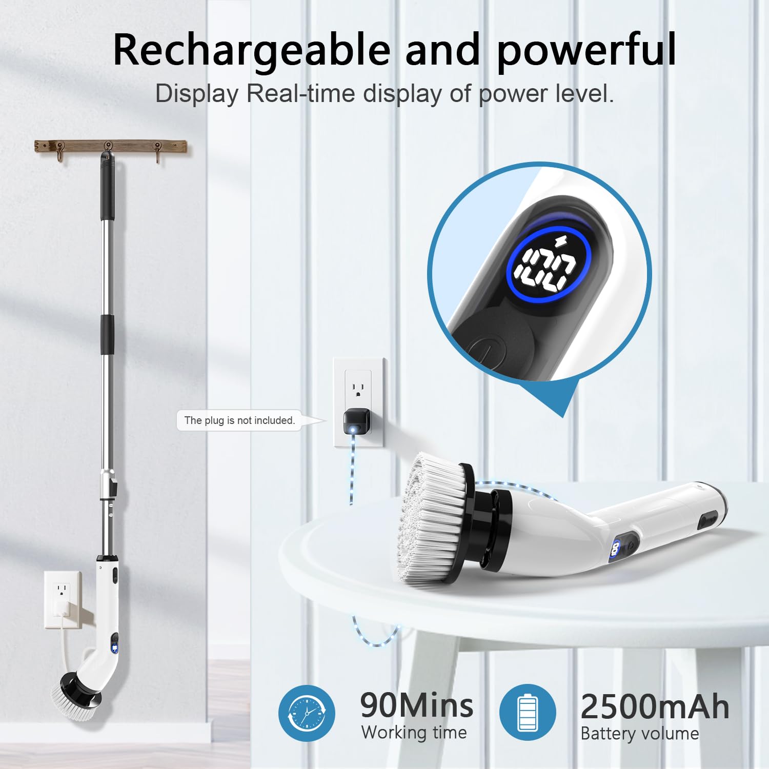 TUYU Electric Spin Scrubber, Cordless Cleaning Brush for Bathroom by TUYU - Angle View 5