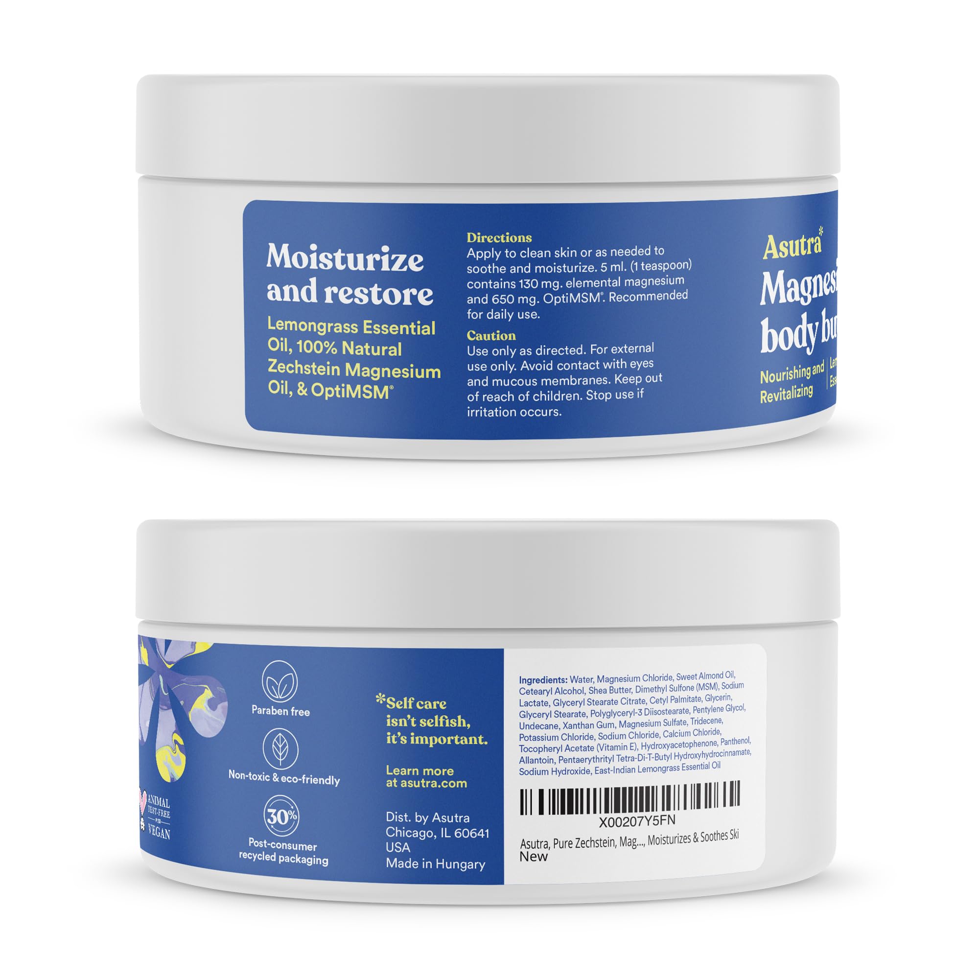 ASUTRA Magnesium Body Butter Lotion 6.76 oz Soothing Shea