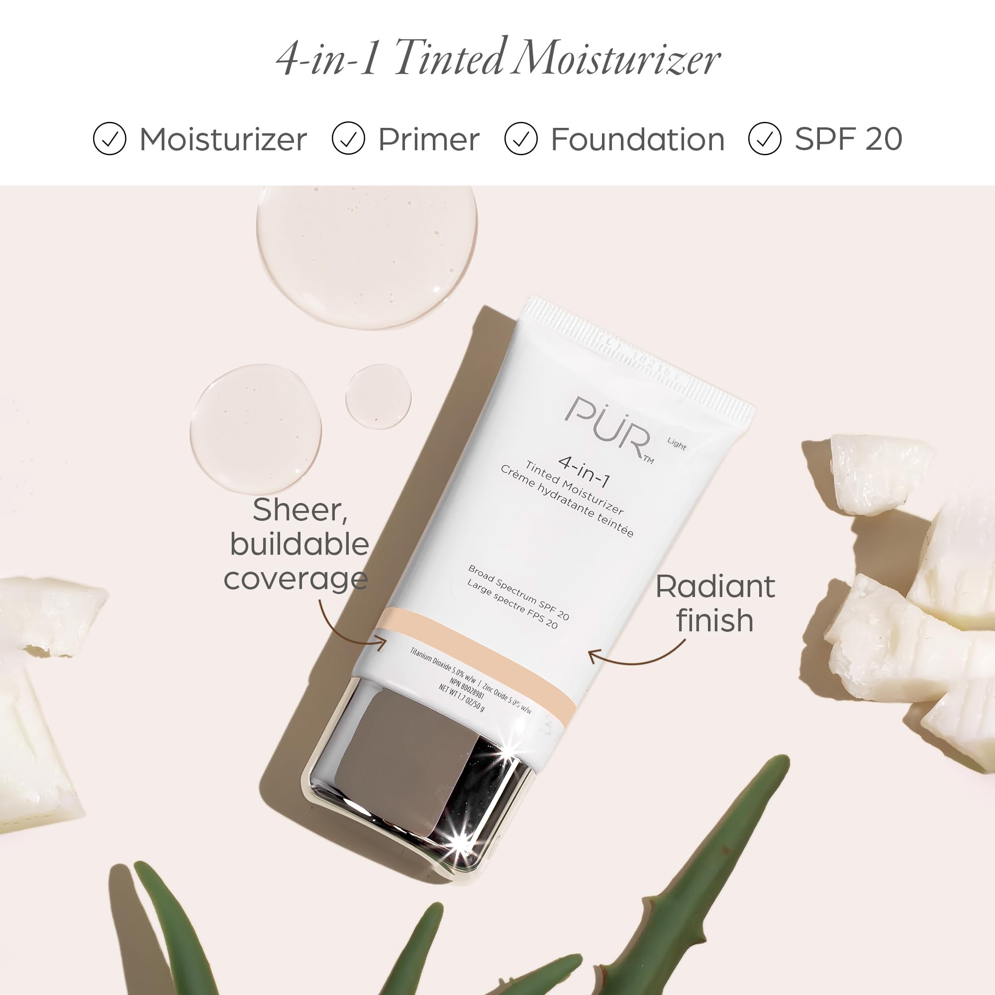 P R MINERALS 4 in 1 Tinted Moisturizer With SPF 20 - Elefair Store Official Product Imagery - 3
