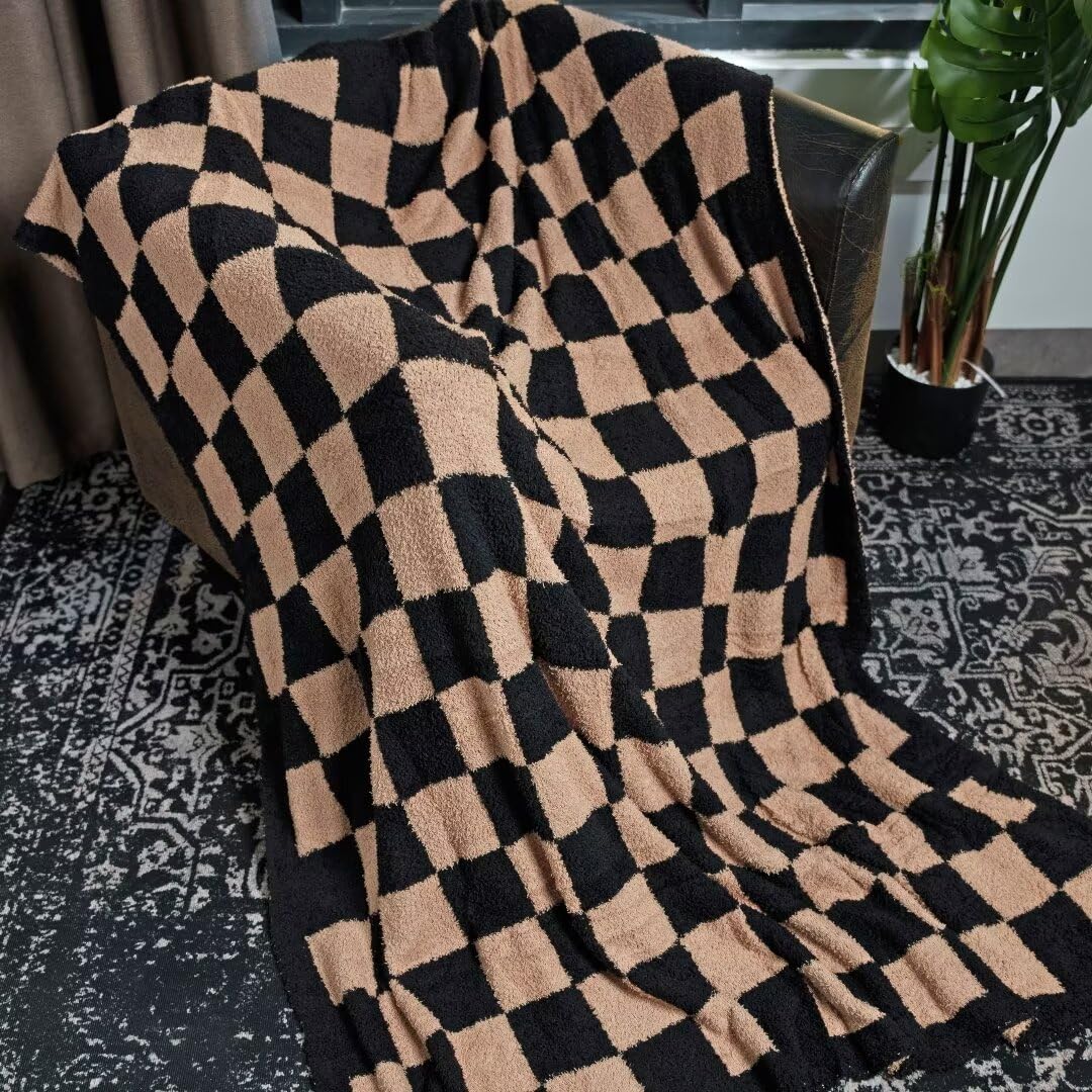 Soft Checkered Throw Blanket Ultra Cozy Knit Throw Blanket - XING7DAY Official Imagery - 4
