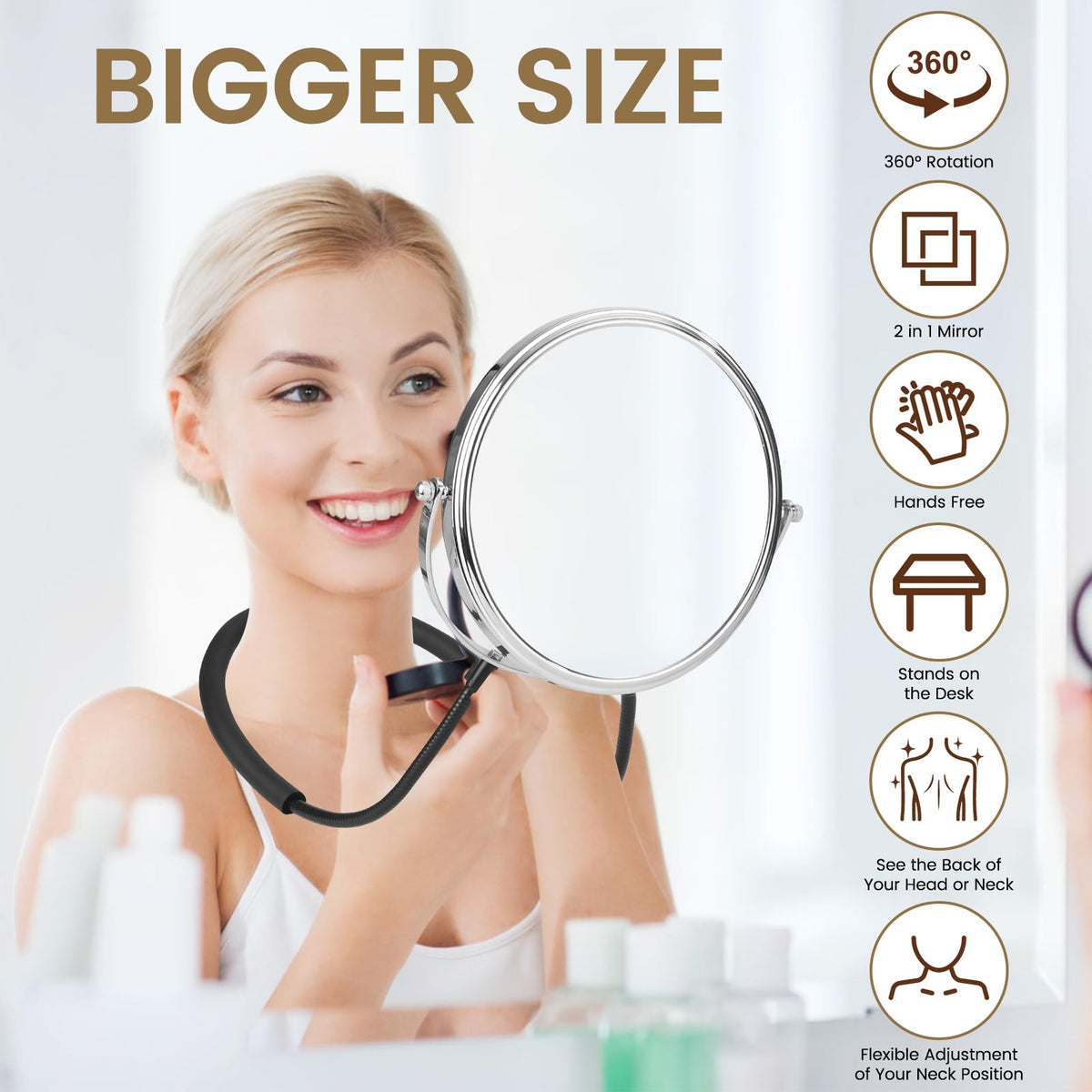 Big Size Double Sided Mirror to See Back of Head Hands Free - Deikoliuna Official Imagery - 6