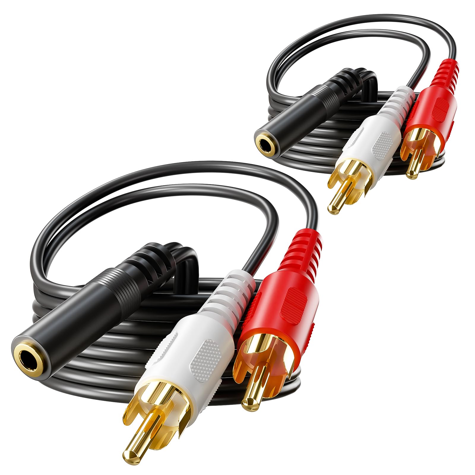 VCE 3.5mm to RCA Splitter, Gold Plated Male Stereo Audio Y Cable, by VCE - Angle View 9