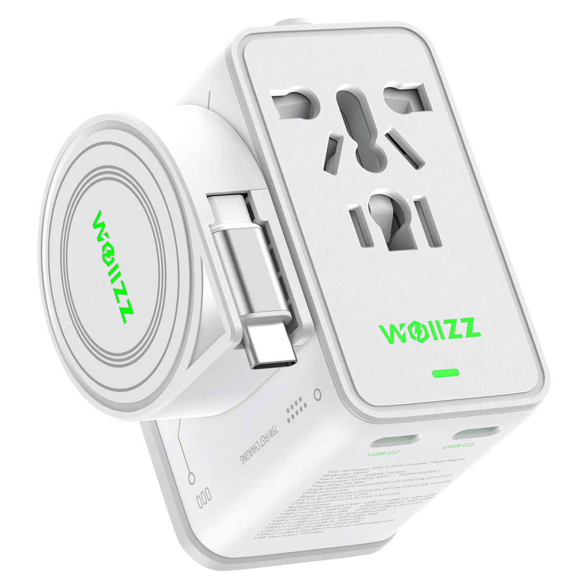 75W GaN Fast Charging European Plug Travel Universal Adapter - wollz Official Imagery - 1