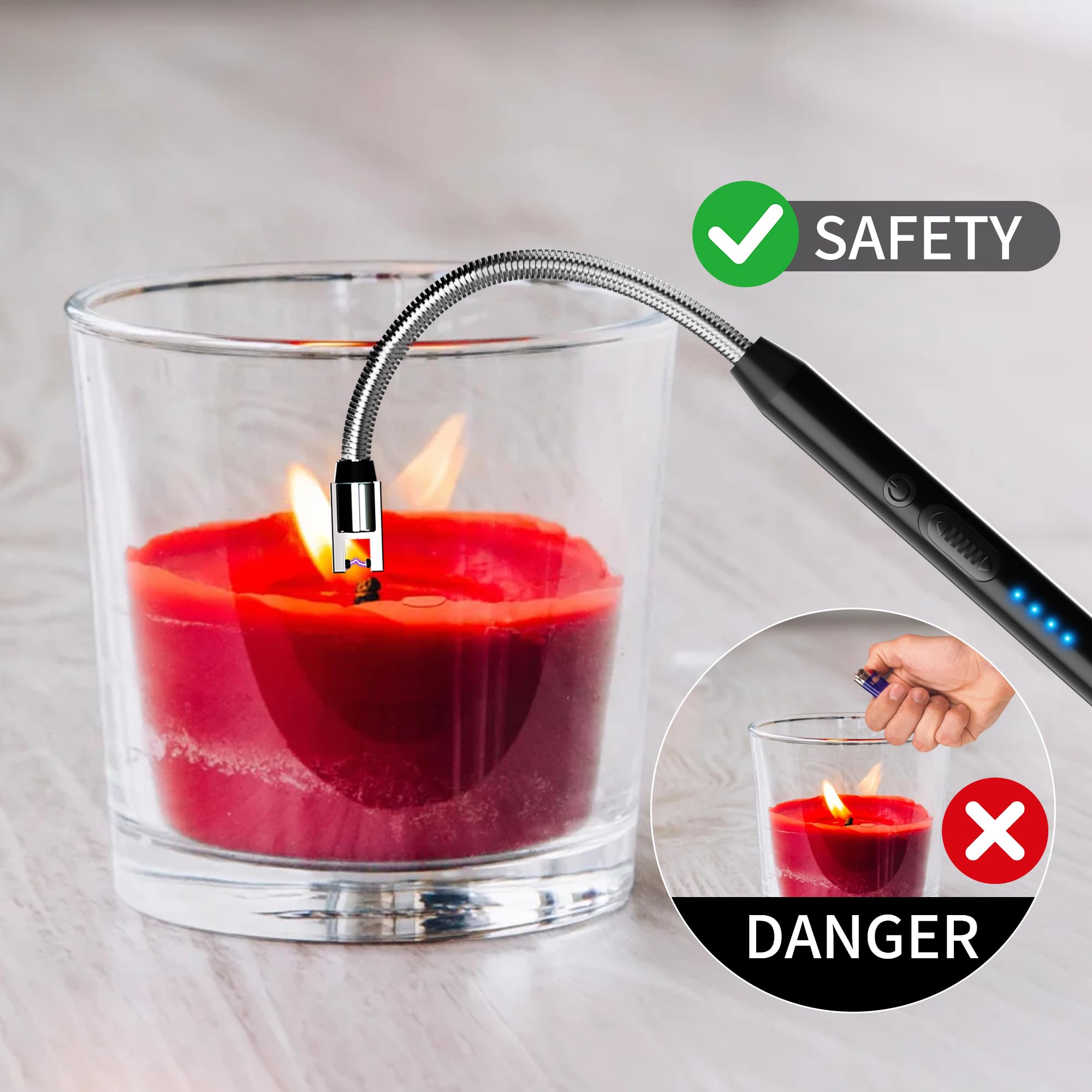 NorOasis Rechargeable Electric Candle Lighters, 2-Pack, Black by NorOasis - Angle View 6