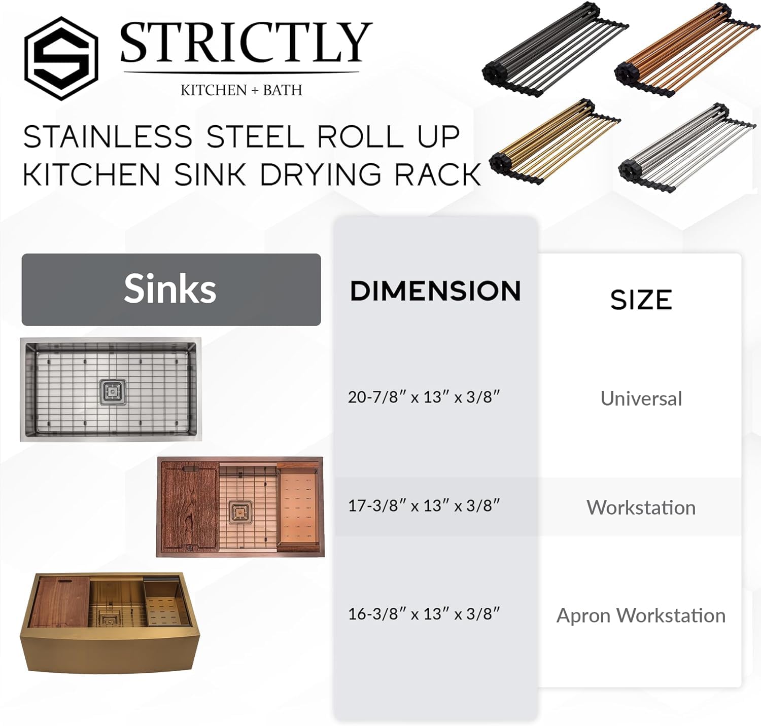 S STRICTLY KITCHEN + BATH Strictly Sinks Stainless Steel Roll Up Dish - View 4