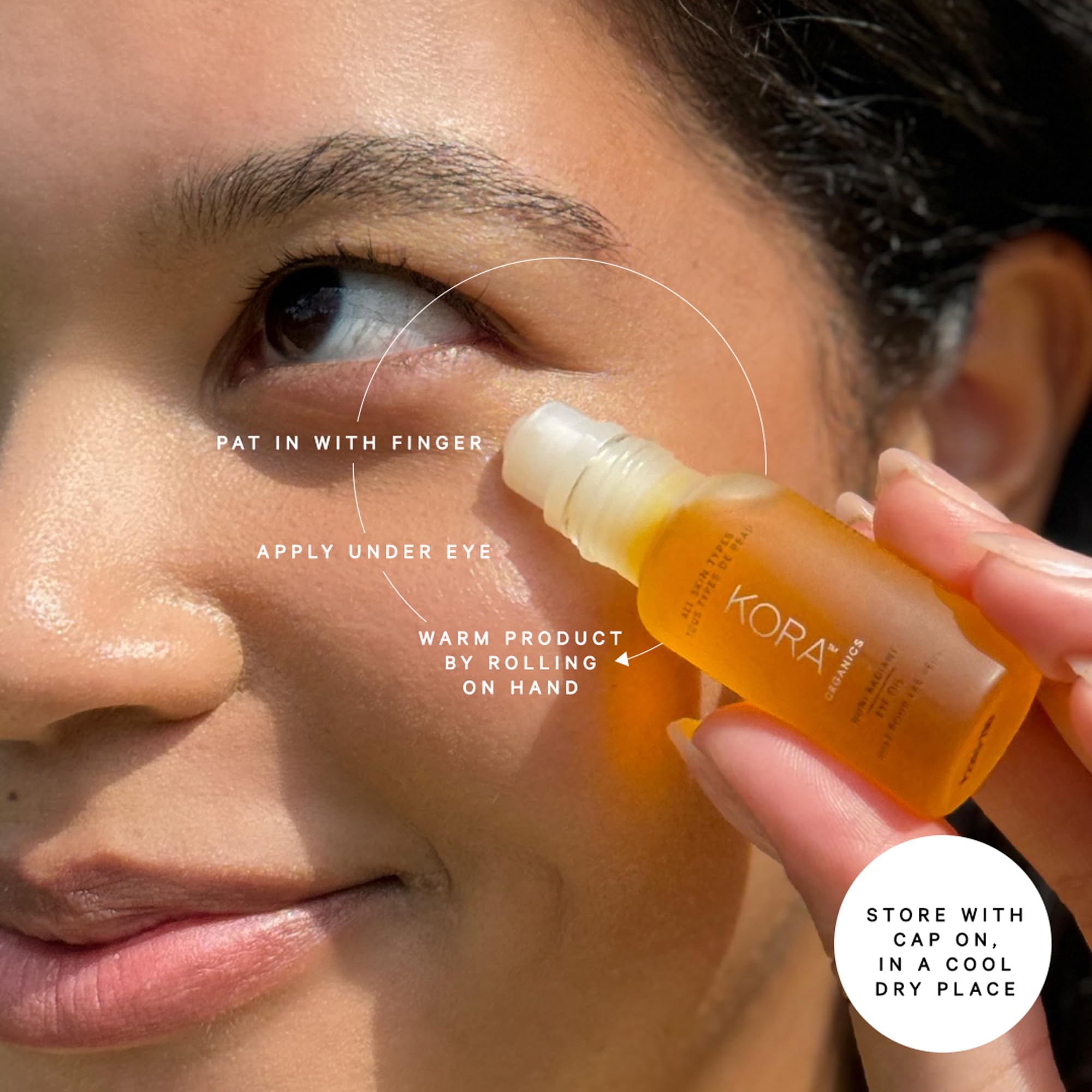 KORA Organics Noni Radiant Eye Oil with Rose Quartz Roller - KORA Organics Official Imagery - 3