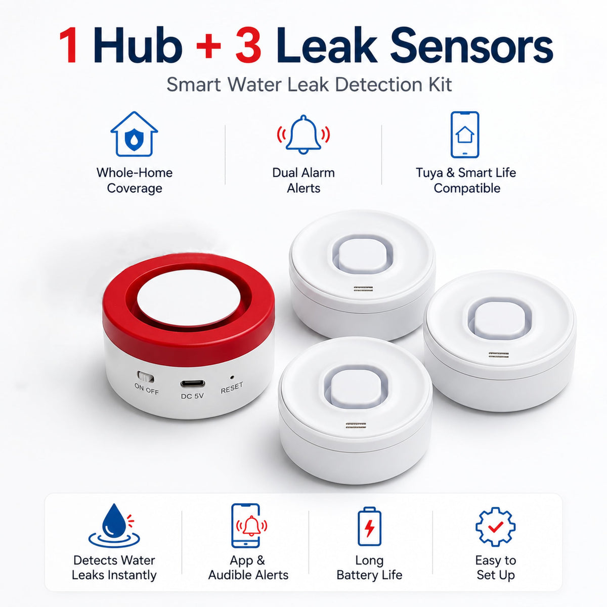WiFi Water Leak Detector Kit with 1 Hub 3 Sensors for Home - Nestool Official Imagery - 3