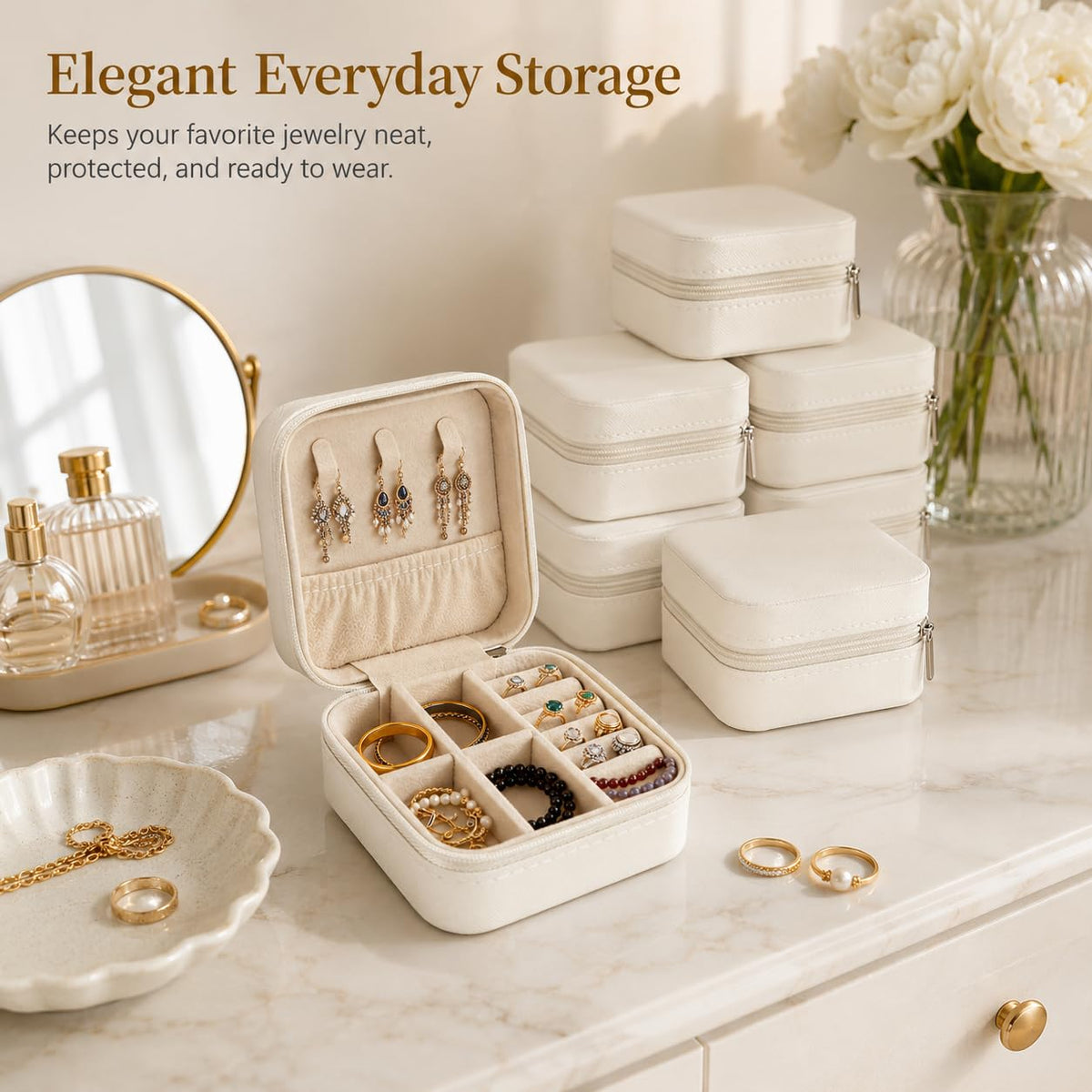 12 PCS Travel Jewelry Case Small Jewelry Box Mini Leather - LDHHYH Official Imagery - 8