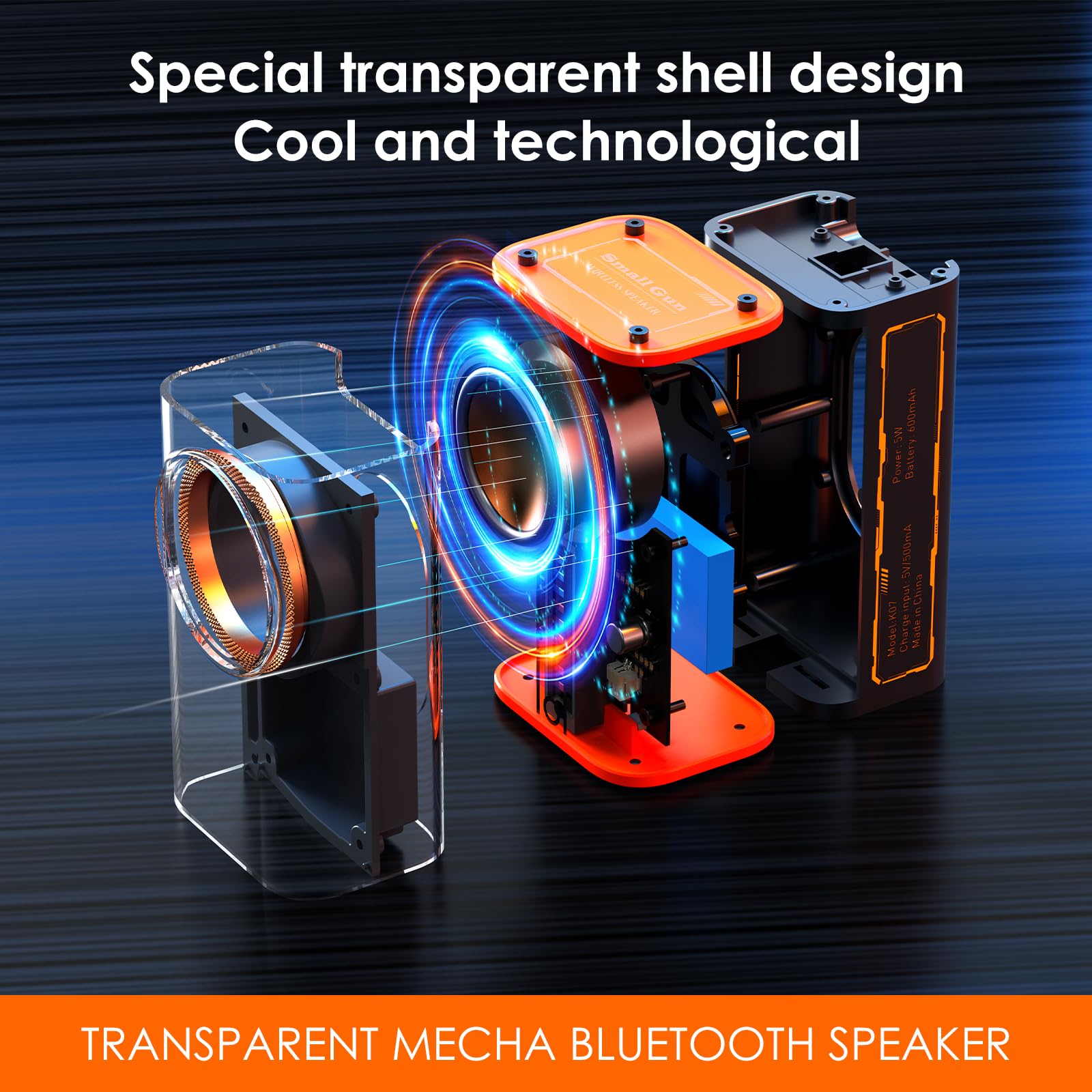 BSZHI Transparent Wireless Bluetooth Speaker Portable Mini Speaker with LED Colo - BSZHI Official Product View 2