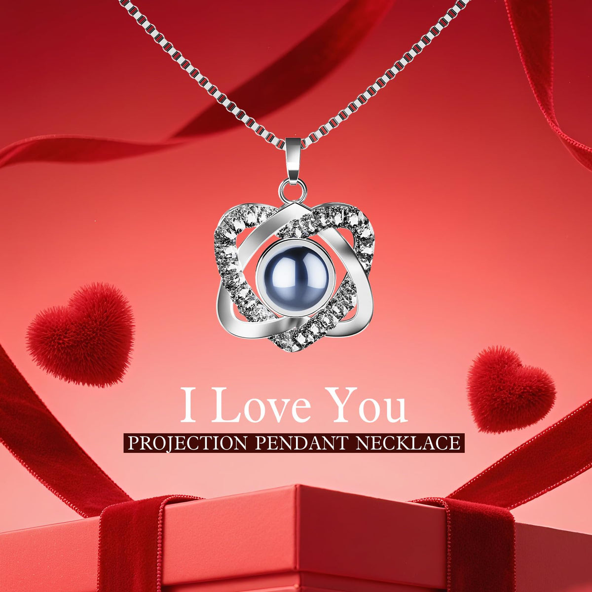 Preserved Red Rose Necklace I Love You Heart Pendant Gifts - Qnxoat r Official Imagery - 6