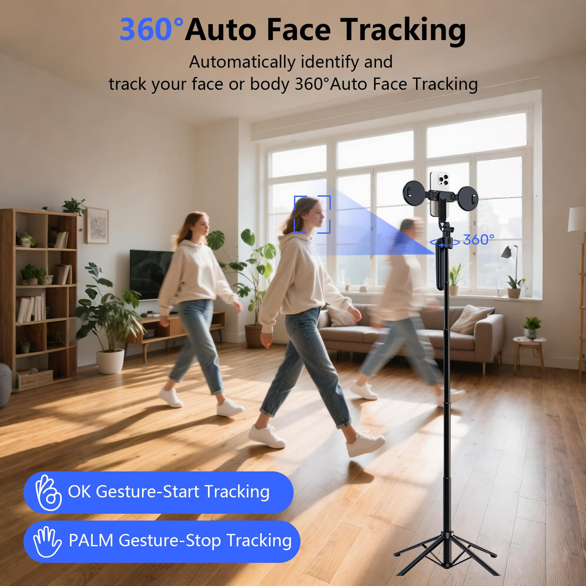 Auto Face Tracking Tripod for iPhone with Light No APP - DMYWB Official Imagery - 3