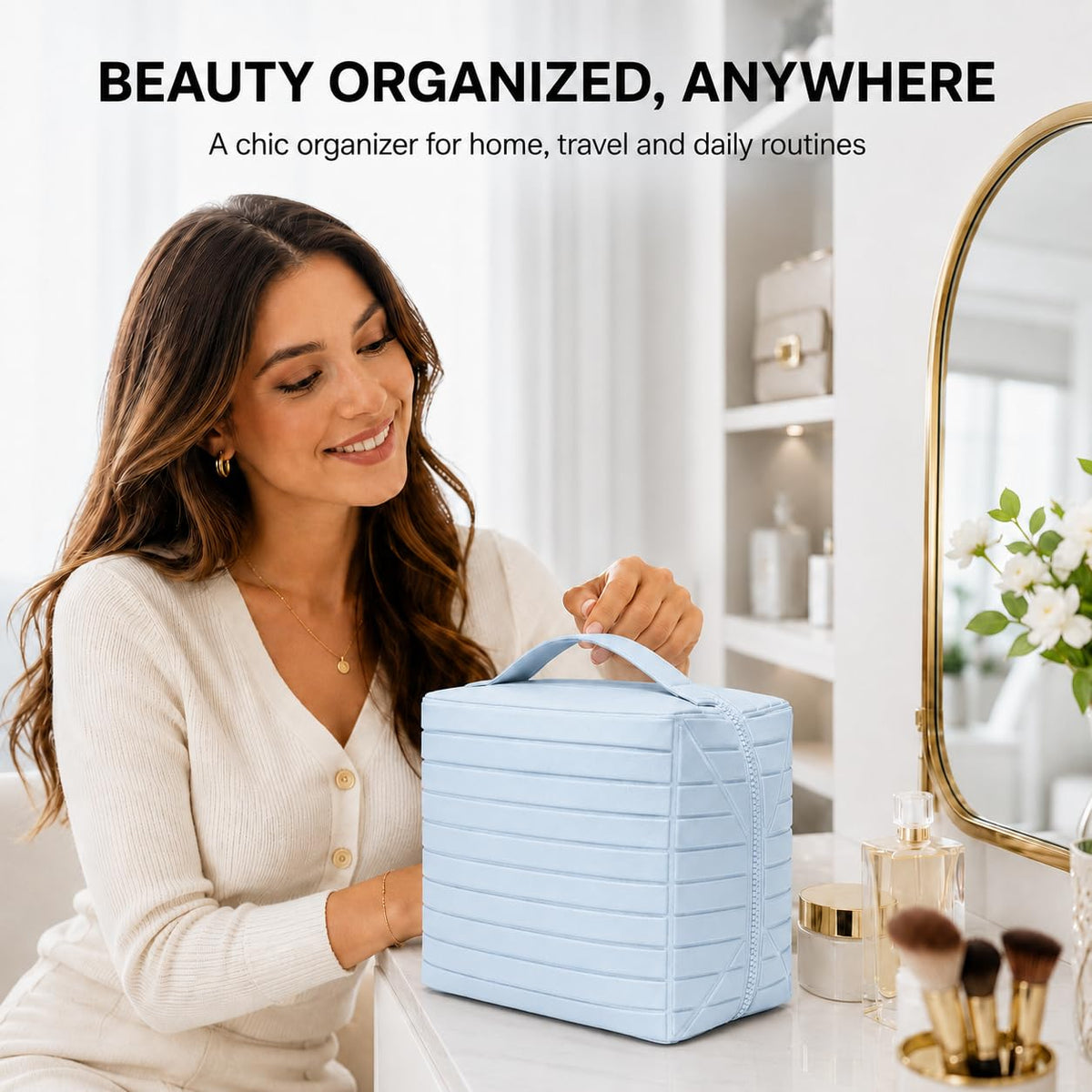 Fold Down Large Capacity Makeup Bag for Women Foldable - Premium Selection Official Imagery - 3