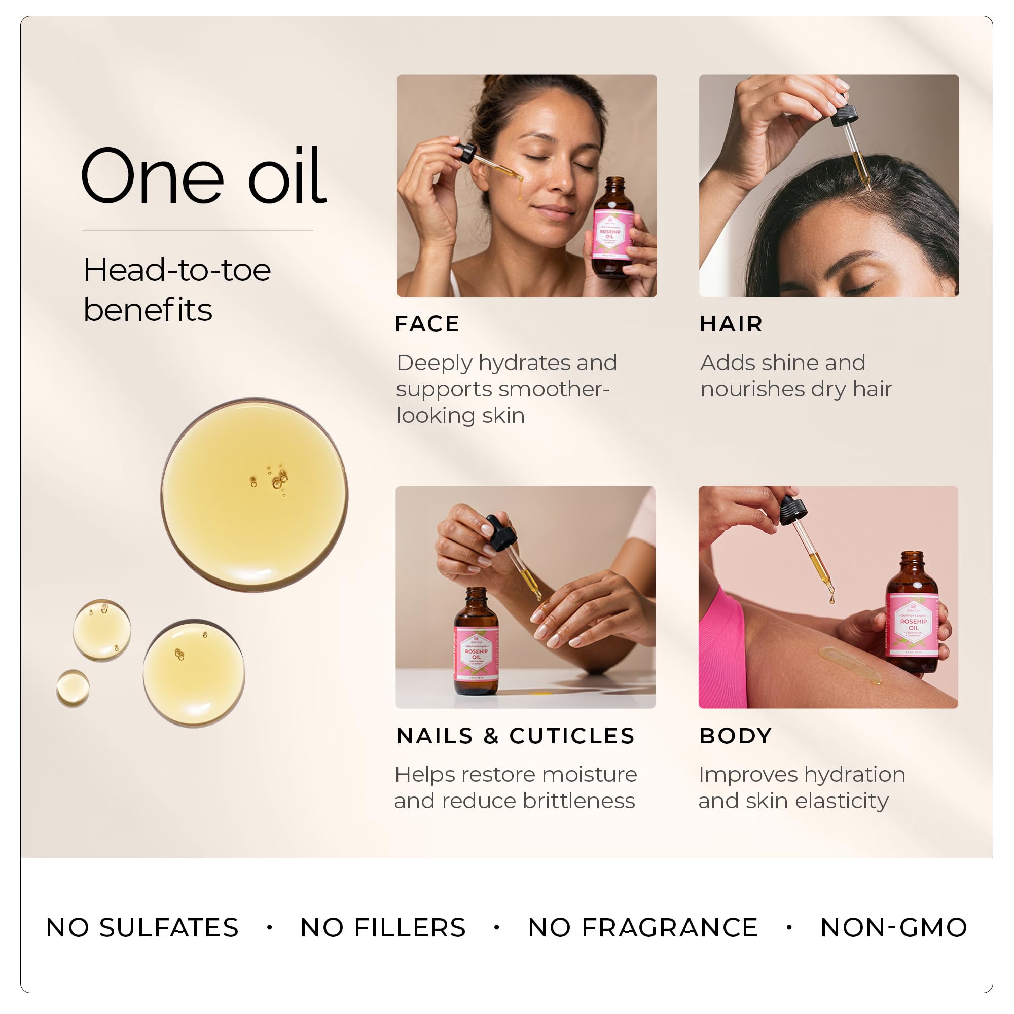 Leven Rose Organic Rosehip Seed Oil, Cold Pressed Rose Hip Oil for Face - Leven Rose Official Product View 5